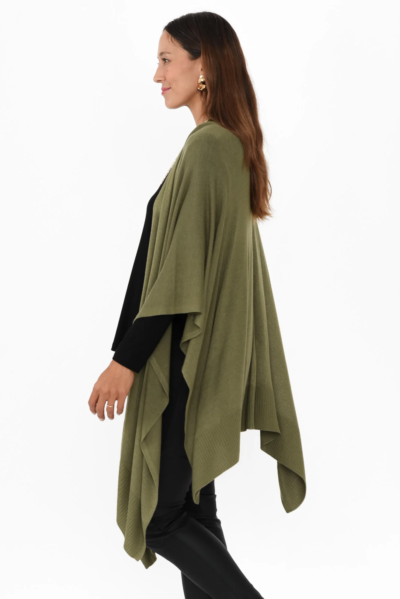 Olive Bamboo Cashmere Knit Wrap - Image 3