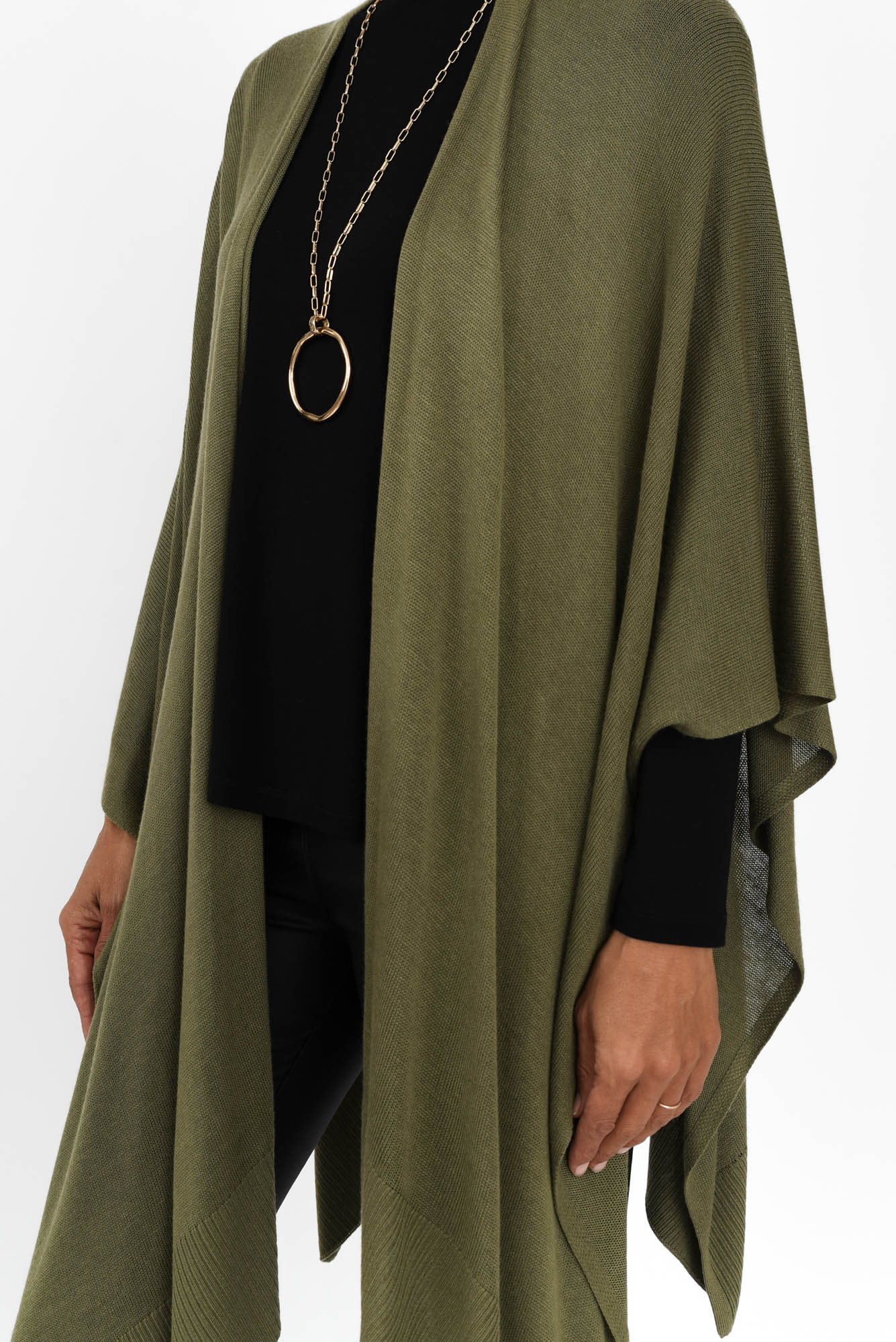 Olive Bamboo Cashmere Knit Wrap - Image 5