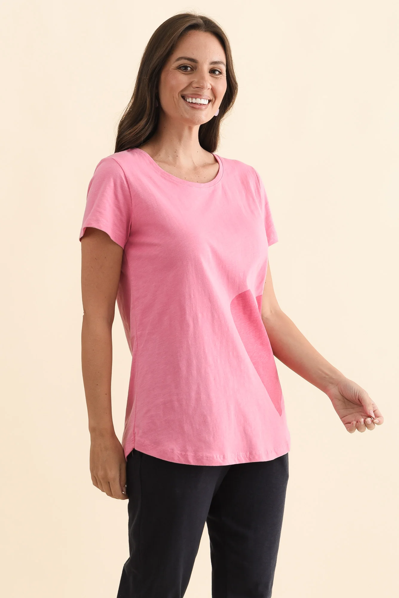 One Heart Blush Pink Cotton Tee - Image 3