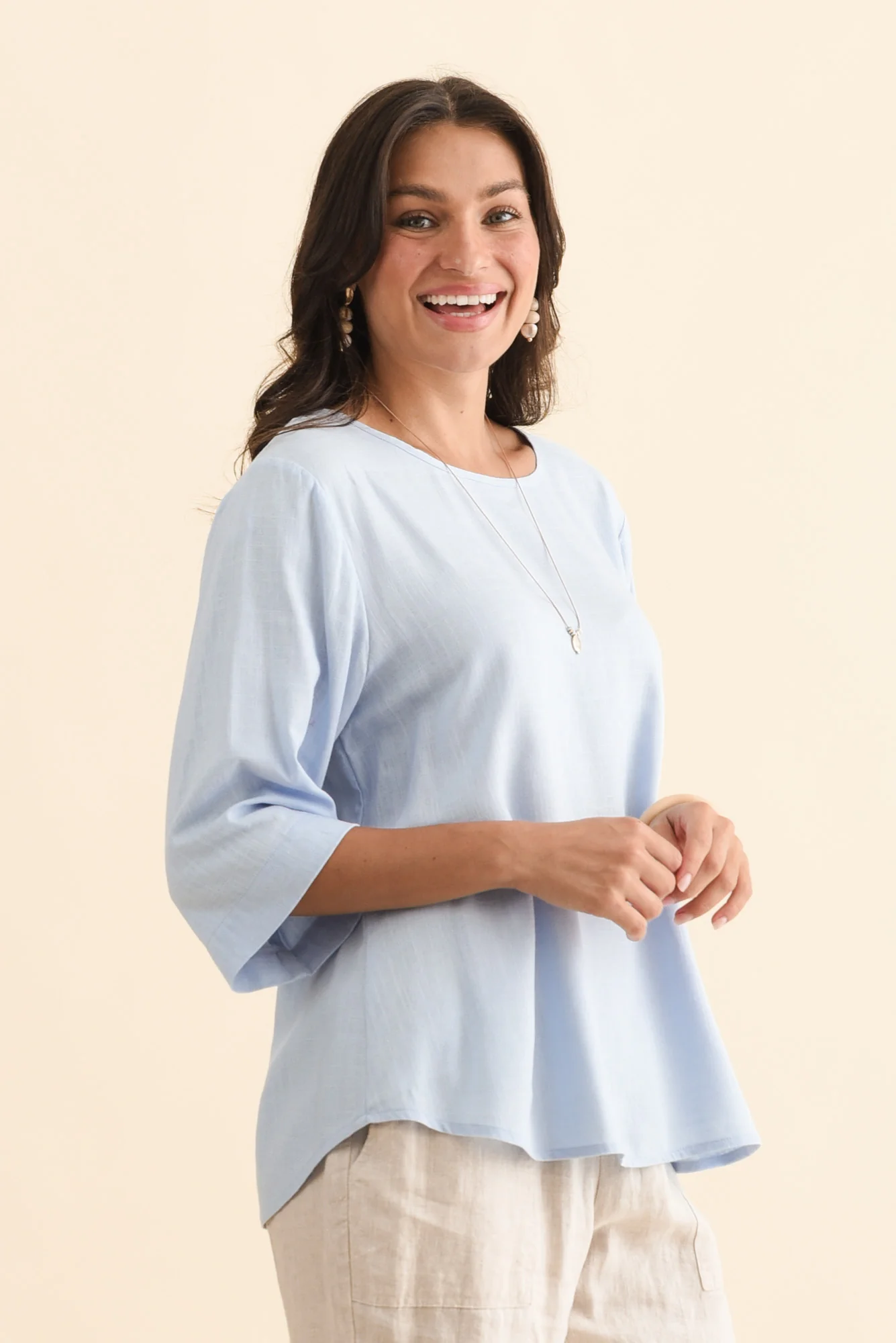 Ophelia Light Blue Scoop Neck Top - Image 3