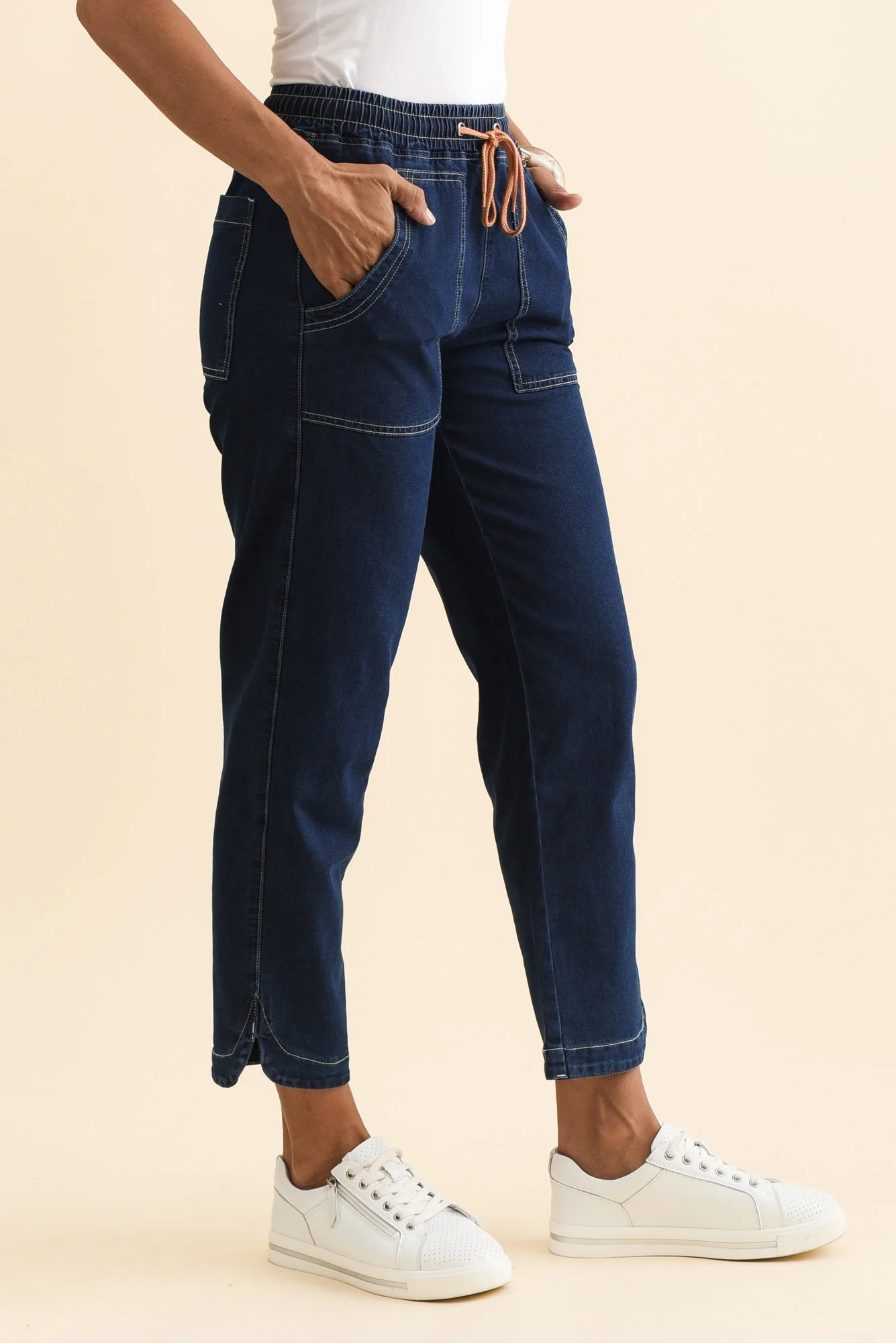 Orbe Indigo Denim Drawstring Jeans - Image 3