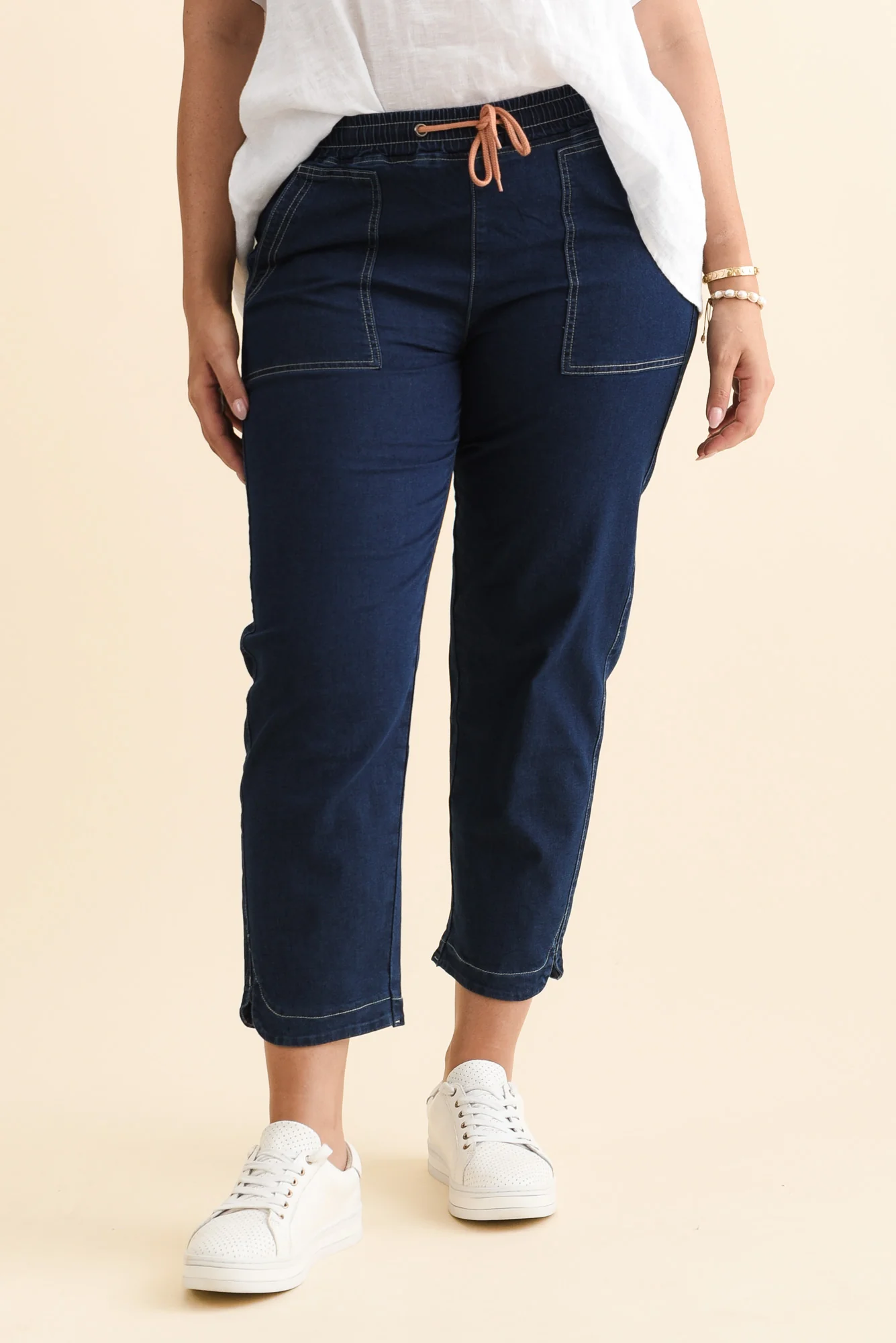 Orbe Indigo Denim Drawstring Jeans - Image 7