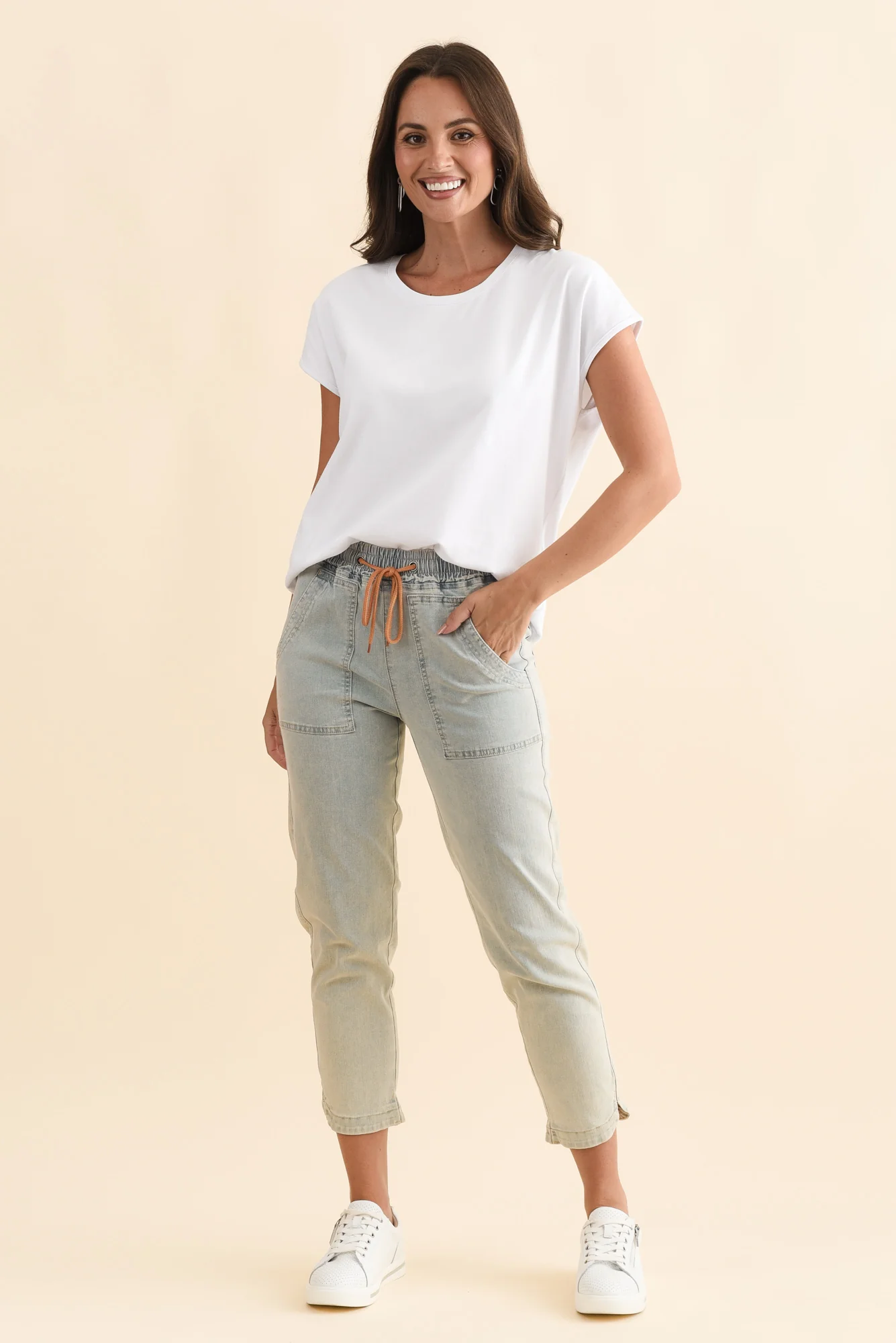Orbe Light Blue Denim Drawstring Jeans - Image 7
