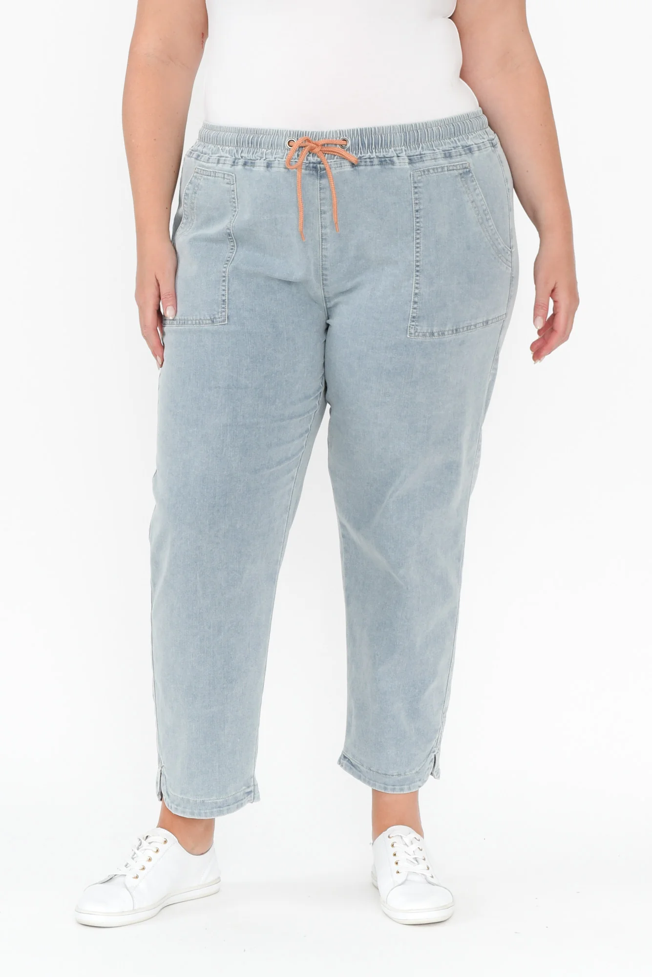 Orbe Light Blue Denim Drawstring Jeans - Image 8