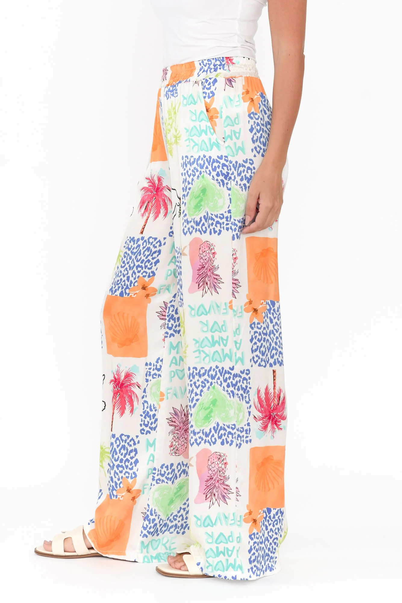 Orina White Jungle Wide Leg Pants - Image 5