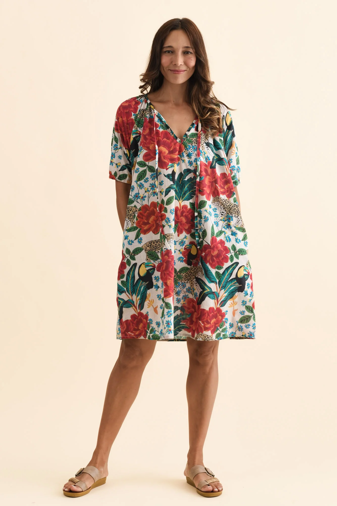 Orion Red Jungle Cotton Dress - Image 6