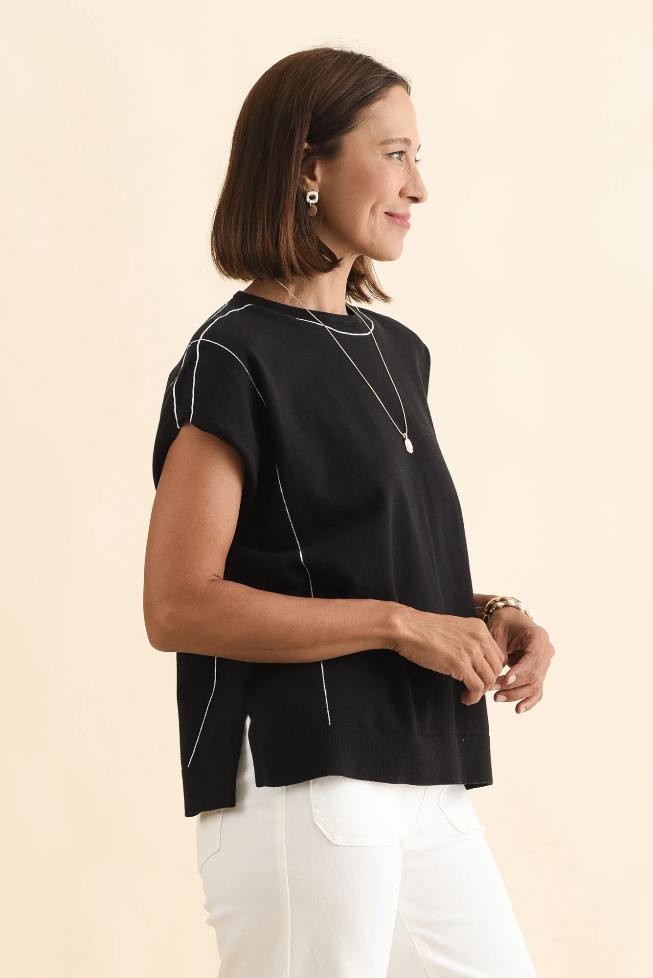 Orla Black Cotton Blend Knit Top - Image 3