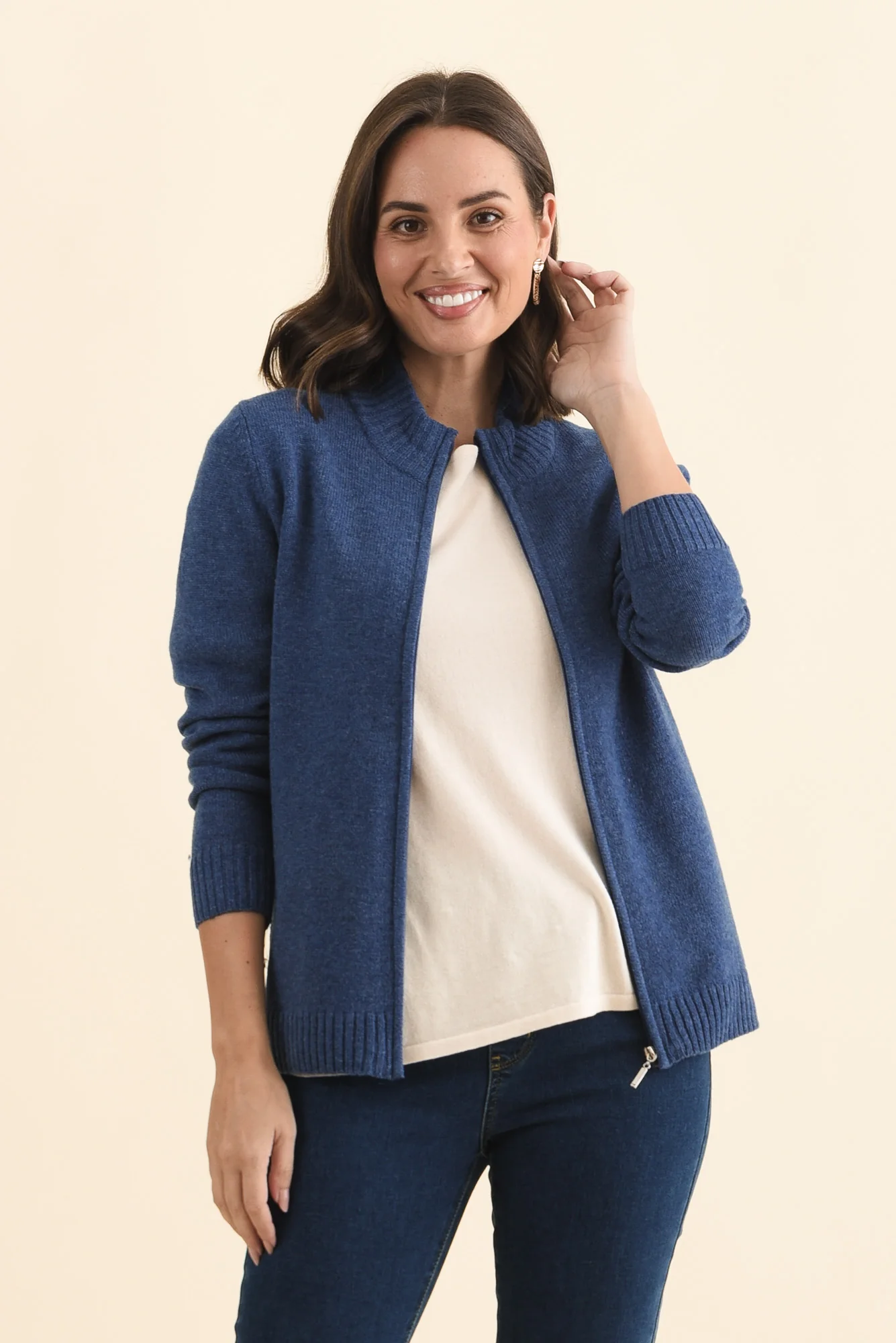 Pacey Blue Wool Zip Jacket