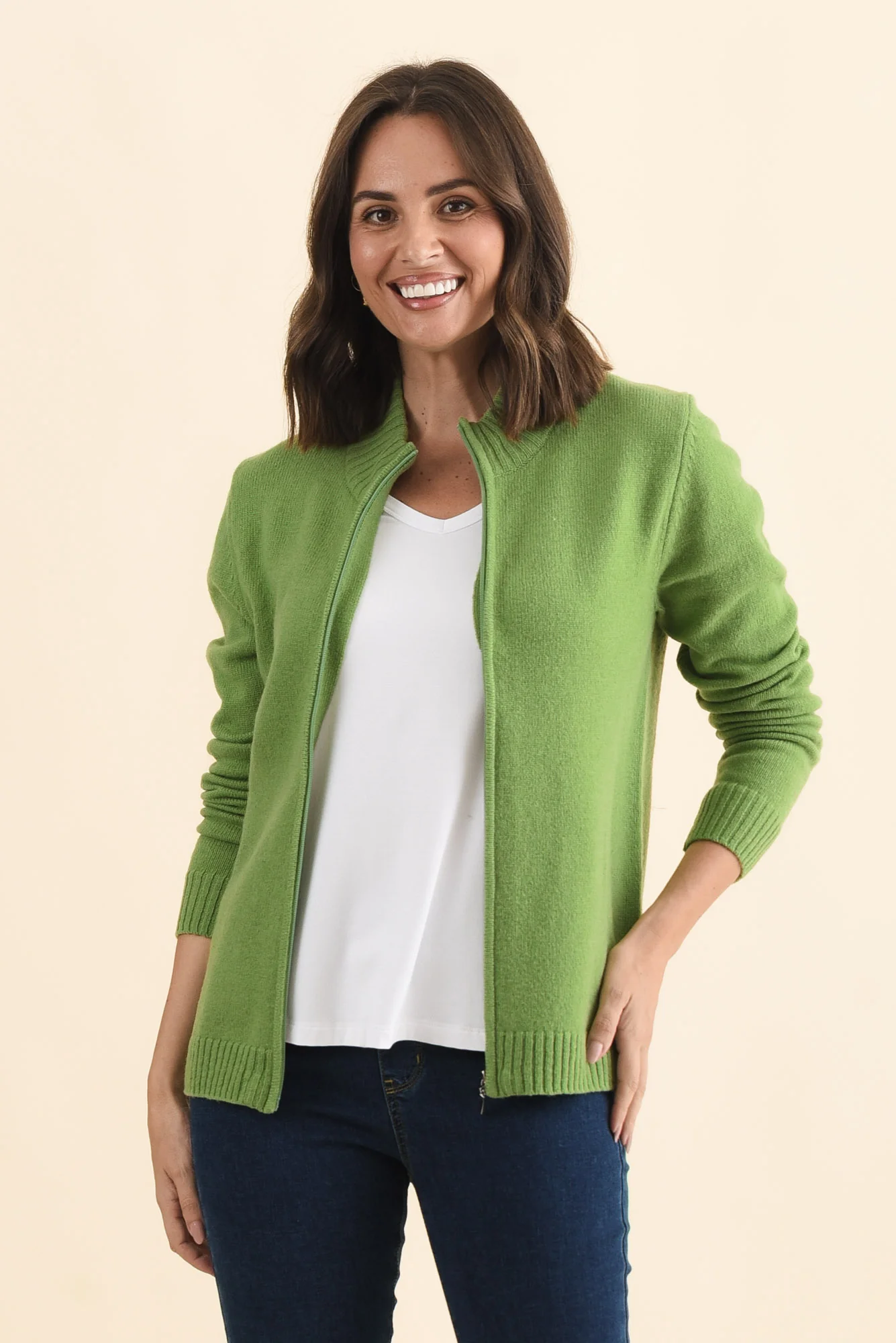 Pacey Green Wool Zip Jacket