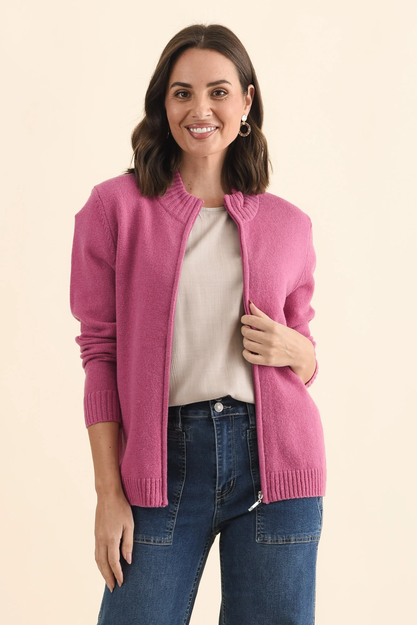 Pacey Pink Wool Zip Jacket