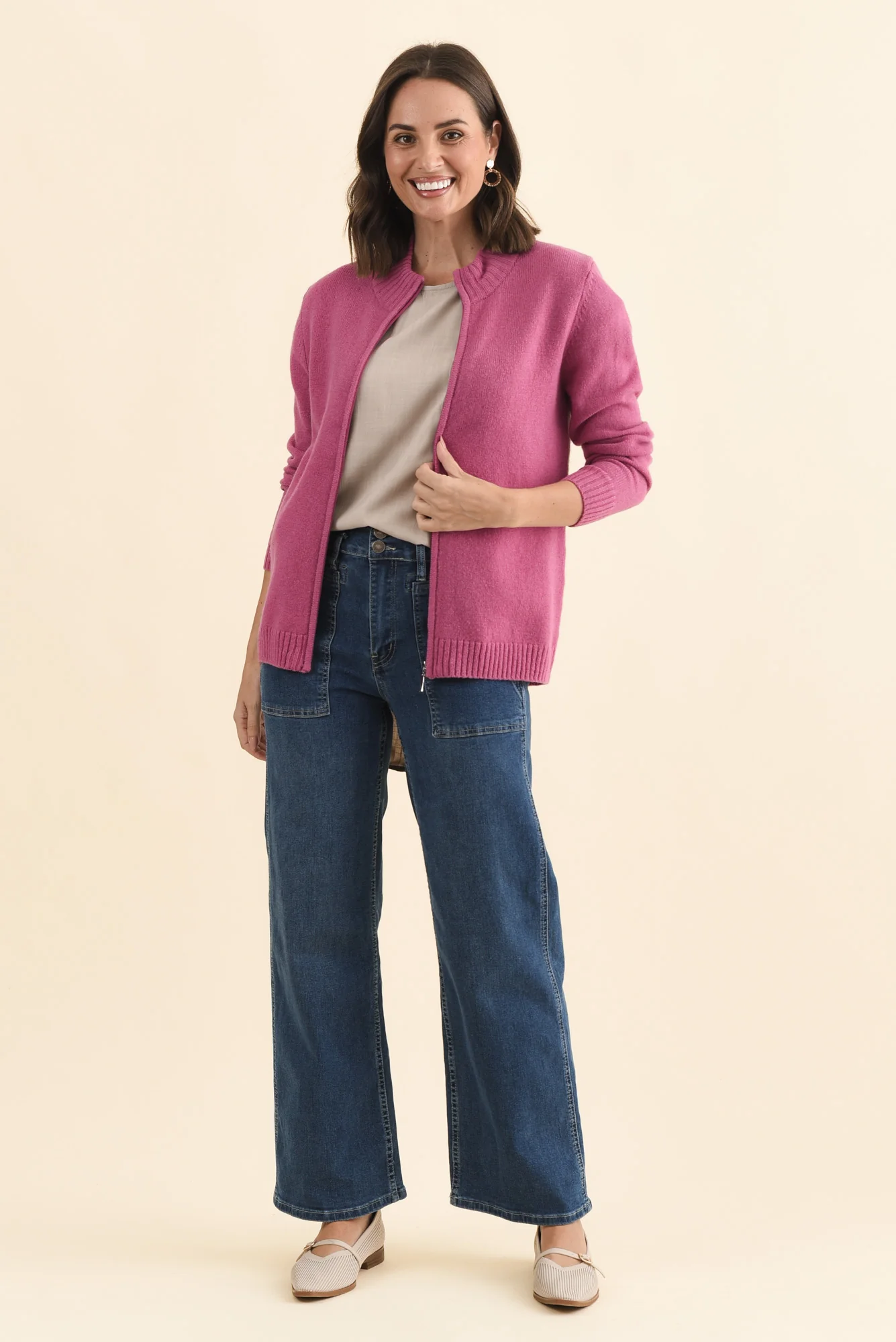 Pacey Pink Wool Zip Jacket - Image 2