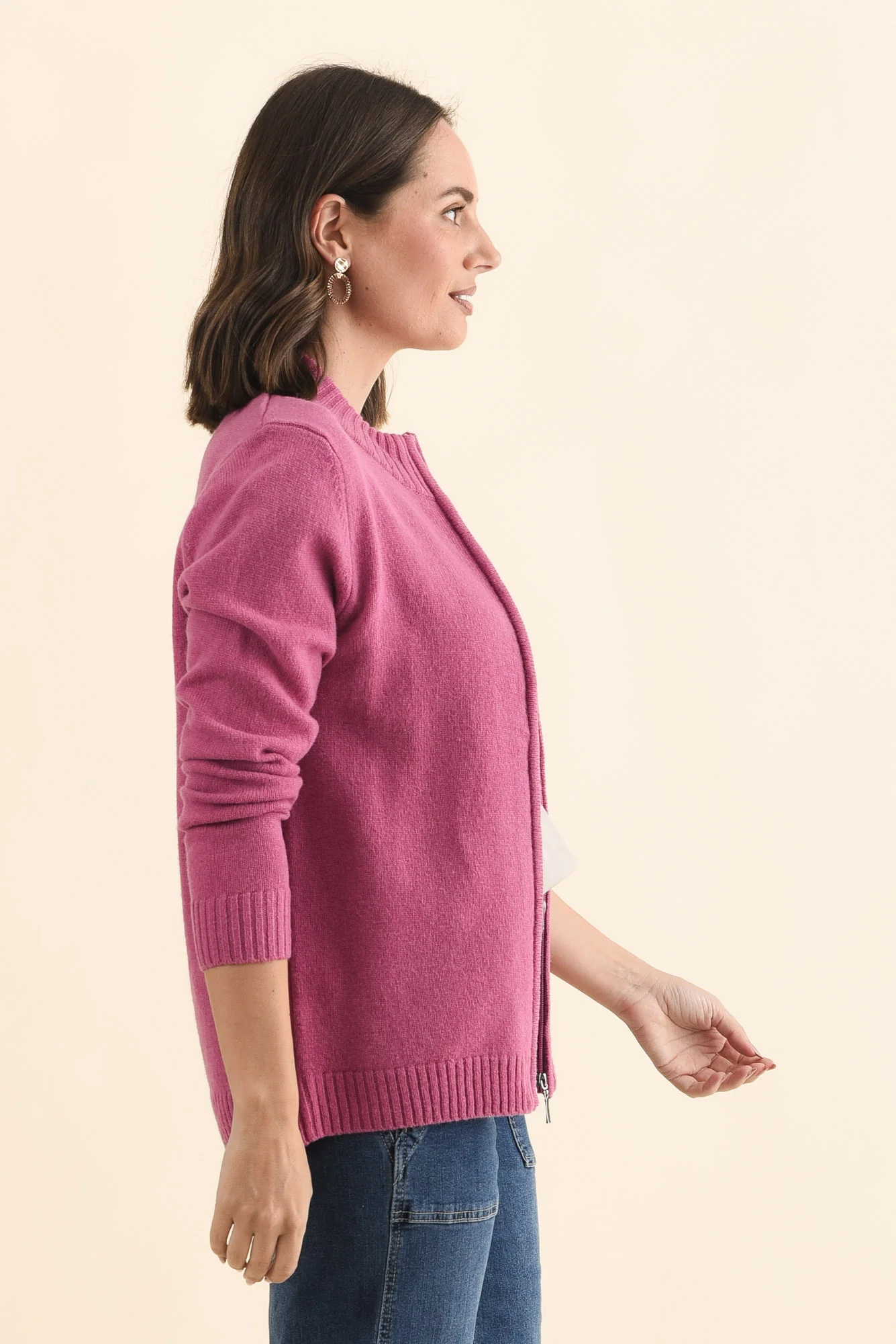 Pacey Pink Wool Zip Jacket - Image 3