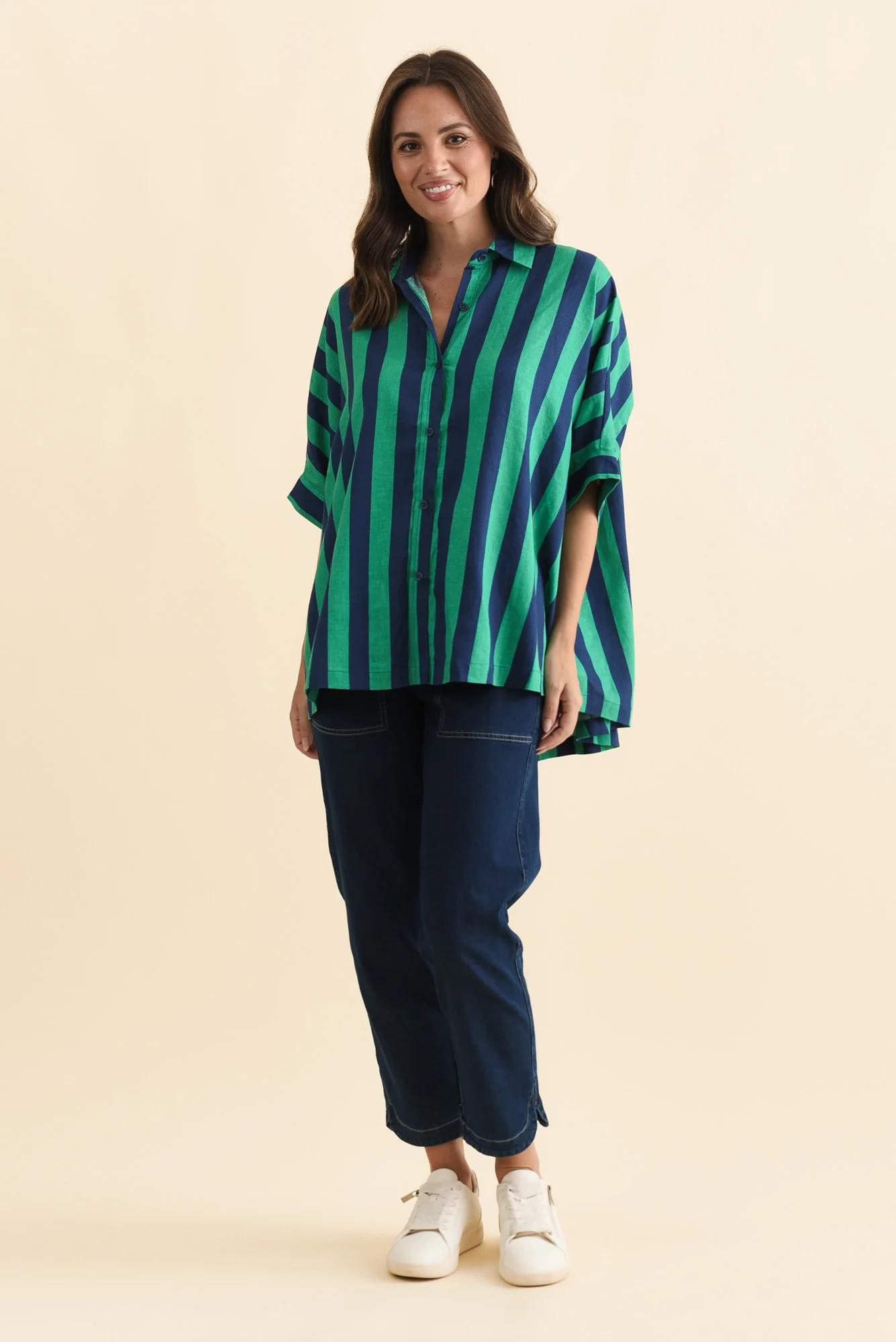 Palermo Turquoise Stripe Linen Blend Shirt - Image 7