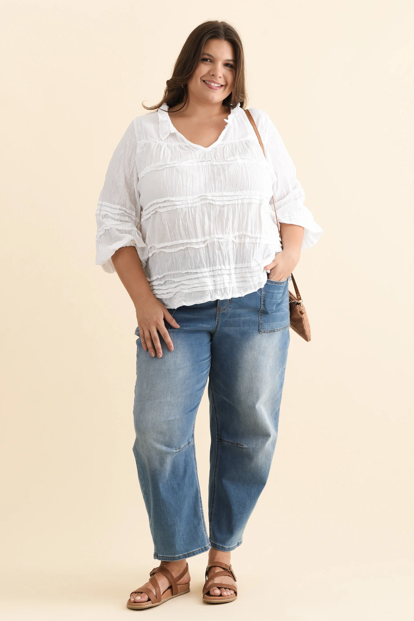 Palmer White Cotton Long Sleeve Top - Image 10