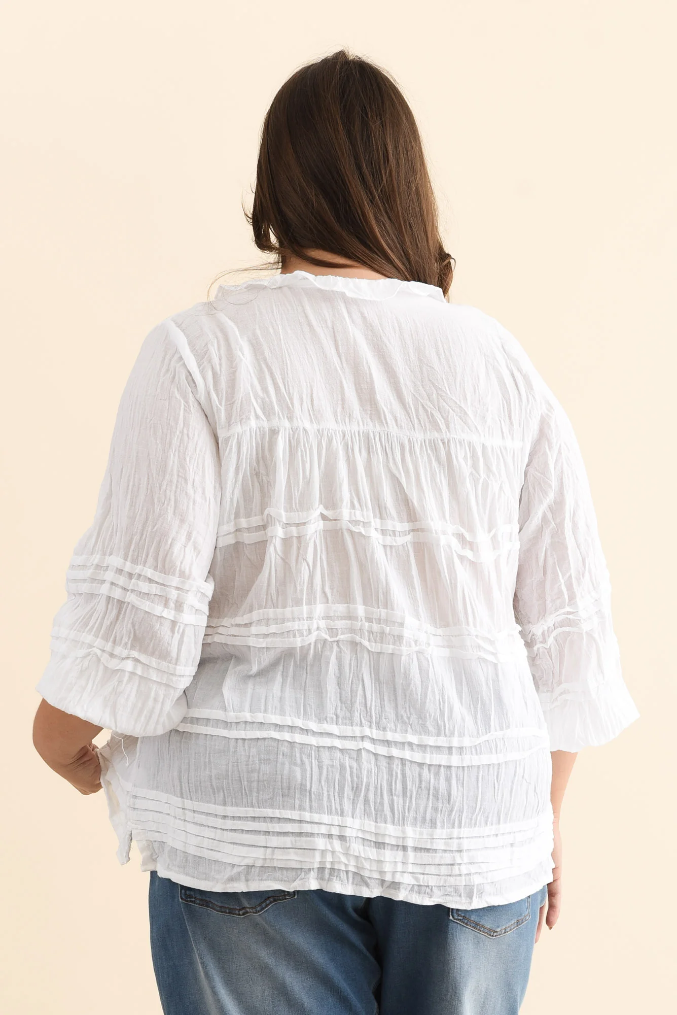Palmer White Cotton Long Sleeve Top - Image 12