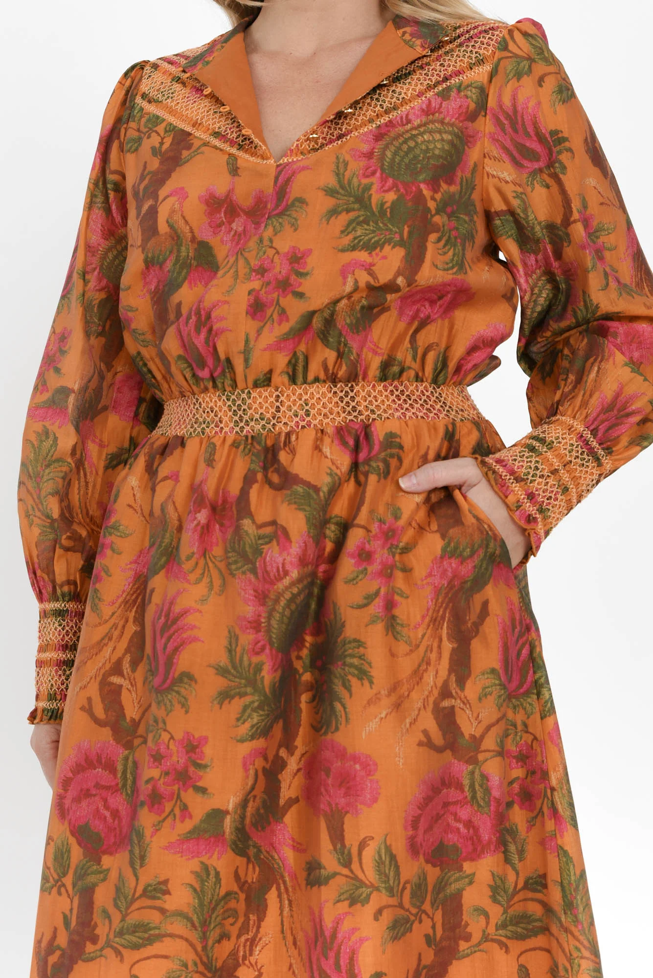 Panama Orange Floral Button Dress - Image 5