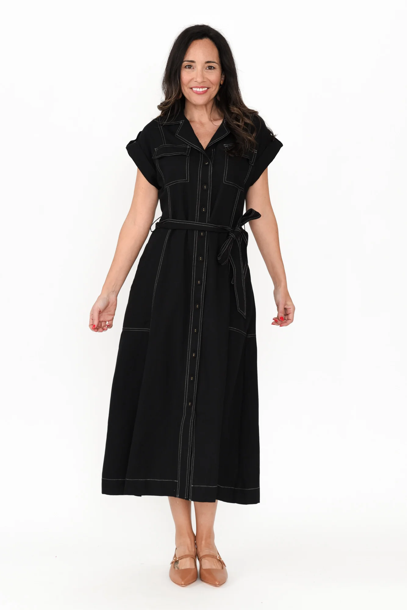 Patricia Black Cotton Blend Tie Dress - Image 3