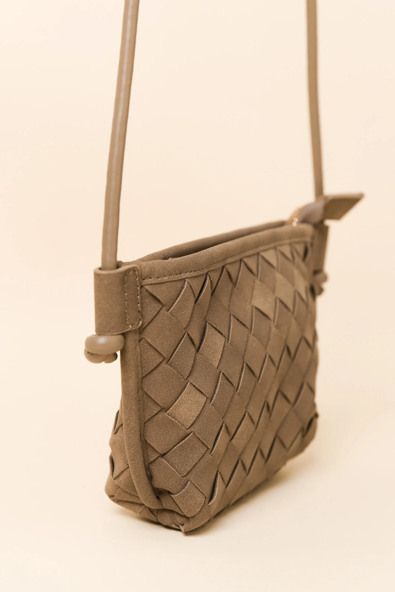 Perez Taupe Suede Crossbody Bag - Image 2