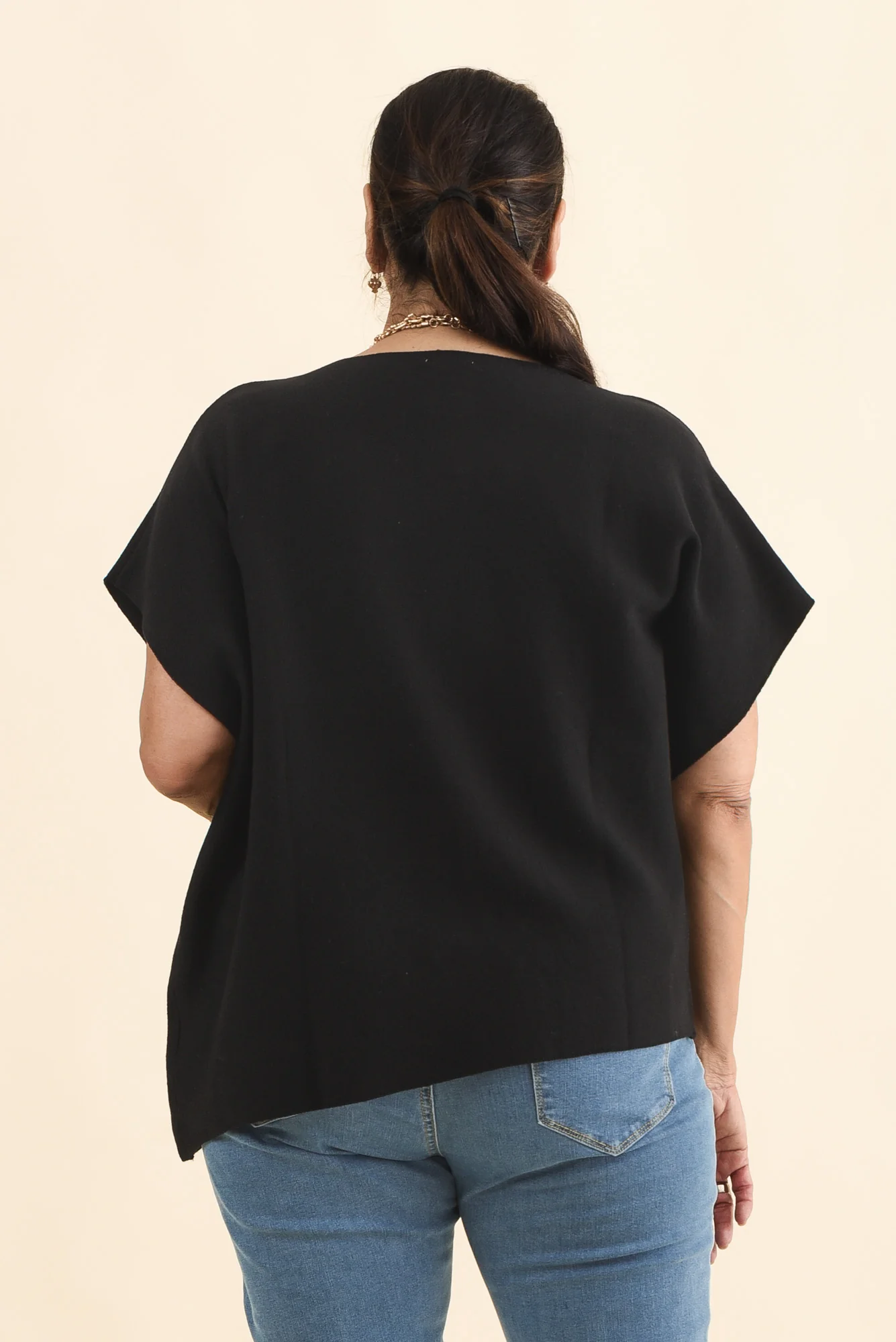Petra Black Cotton Blend Knit Top - Image 10