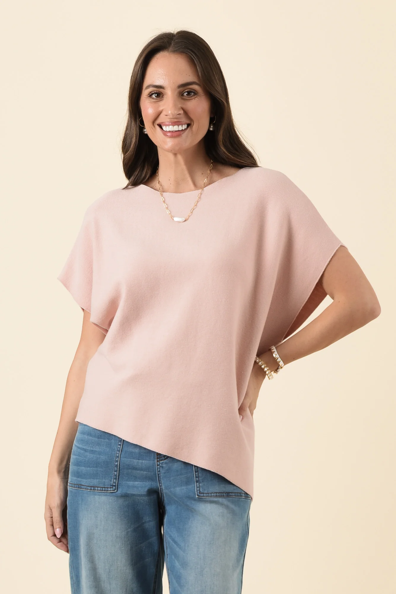 Petra Blush Cotton Blend Knit Top - Image 2