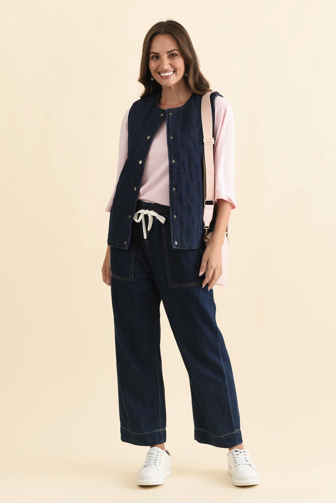 Polly Dark Blue Denim Quilted Vest - Image 7