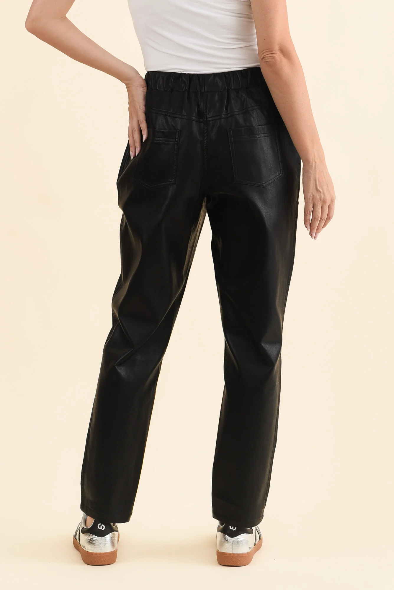 Poppy Black Faux Leather Pants - Image 5
