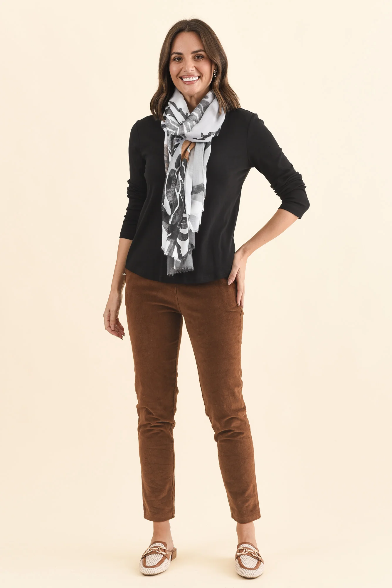 Porter Black Cotton Long Sleeve Top - Image 2