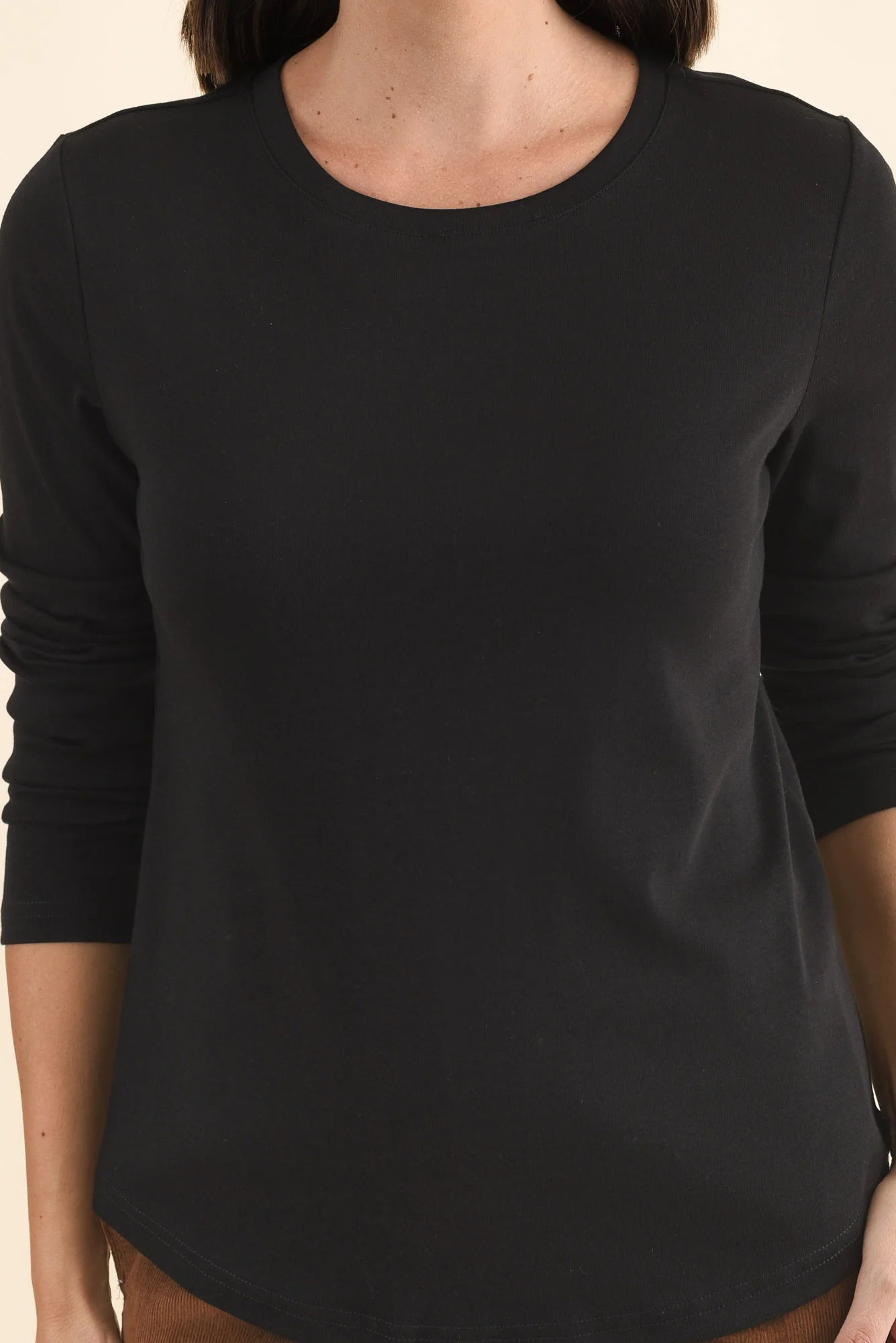 Porter Black Cotton Long Sleeve Top - Image 5