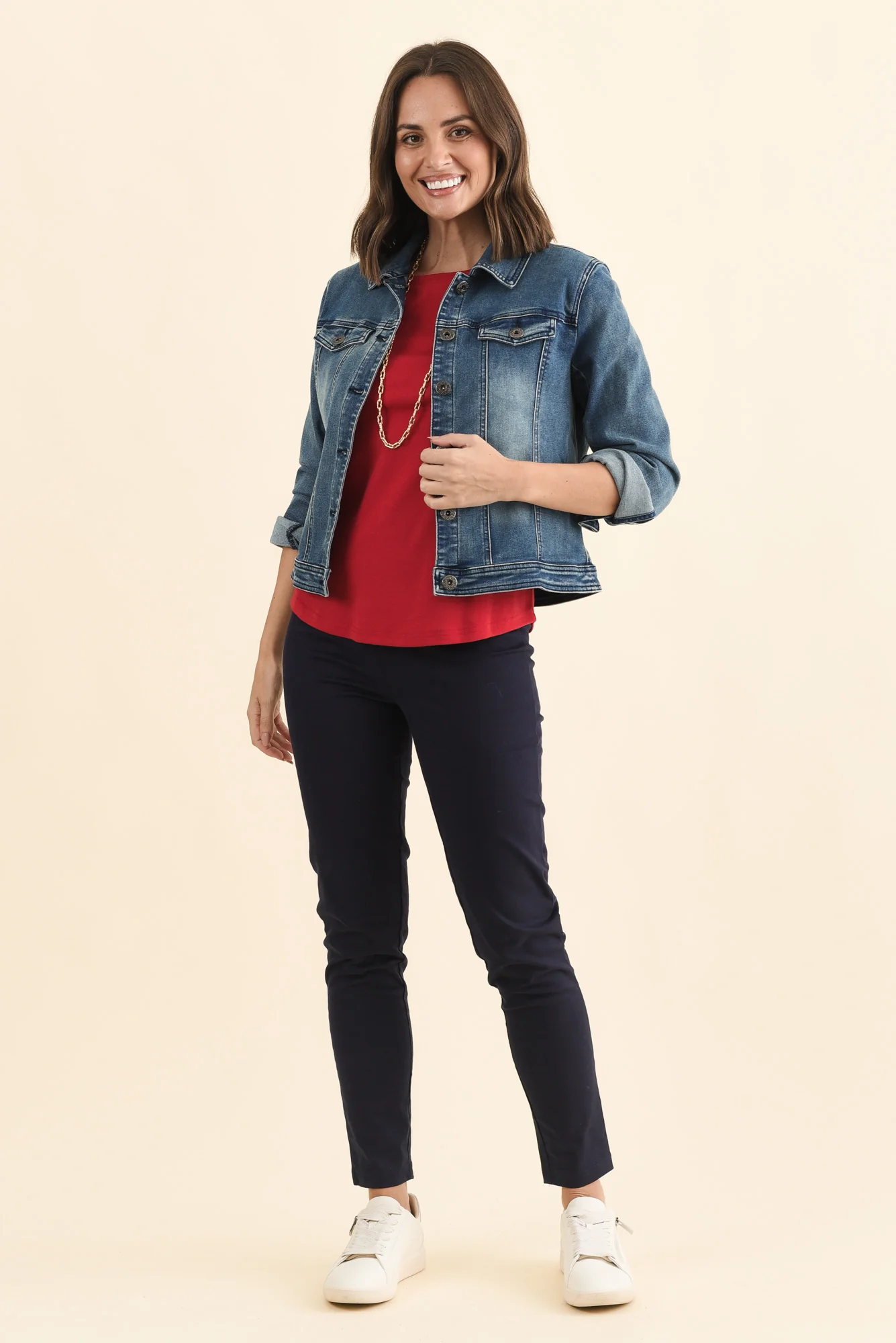Porter Red Cotton Long Sleeve Top - Image 3