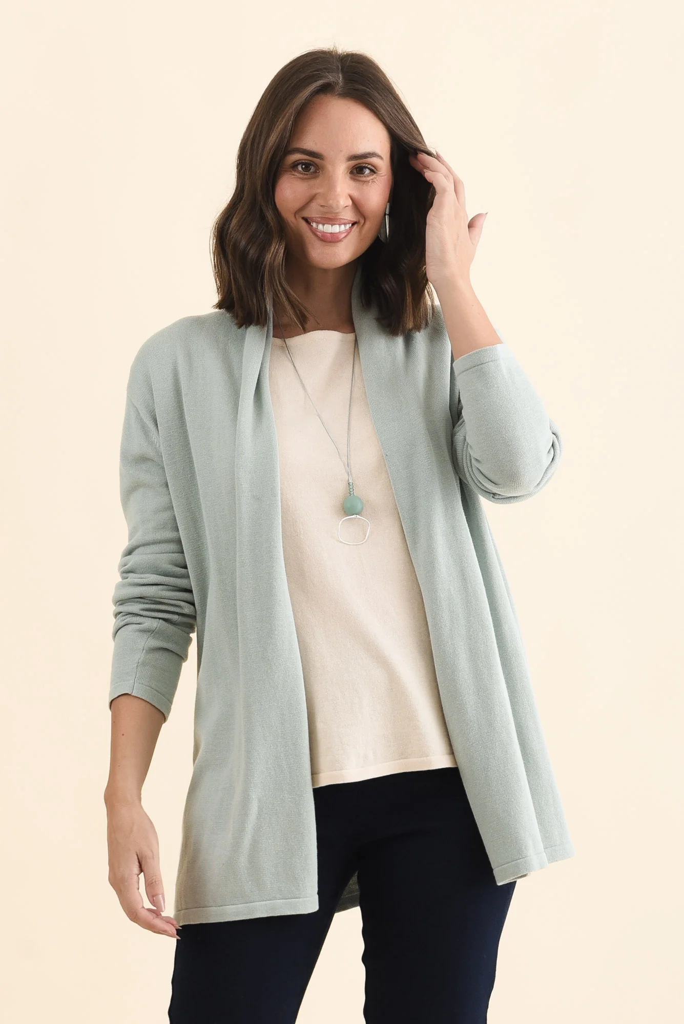 Primrose Mint Cotton Drape Cardigan - Image 2