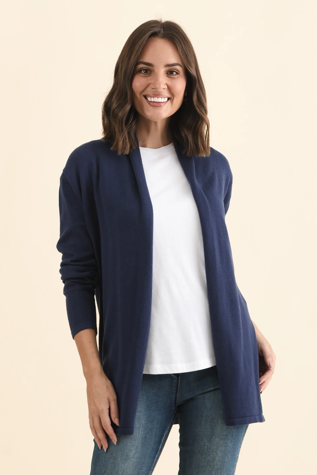 Primrose Navy Cotton Drape Cardigan - Image 2