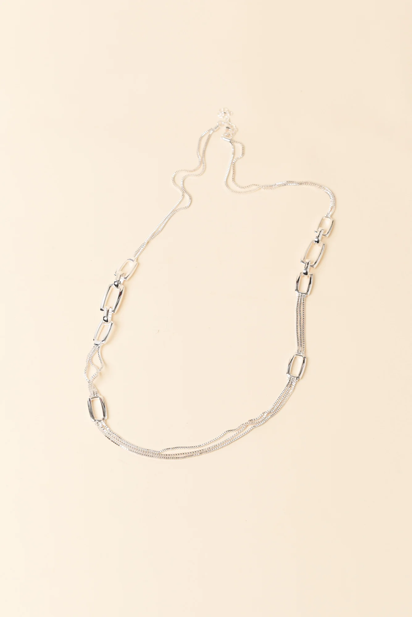 Protara Silver Rectangle Chain Necklace