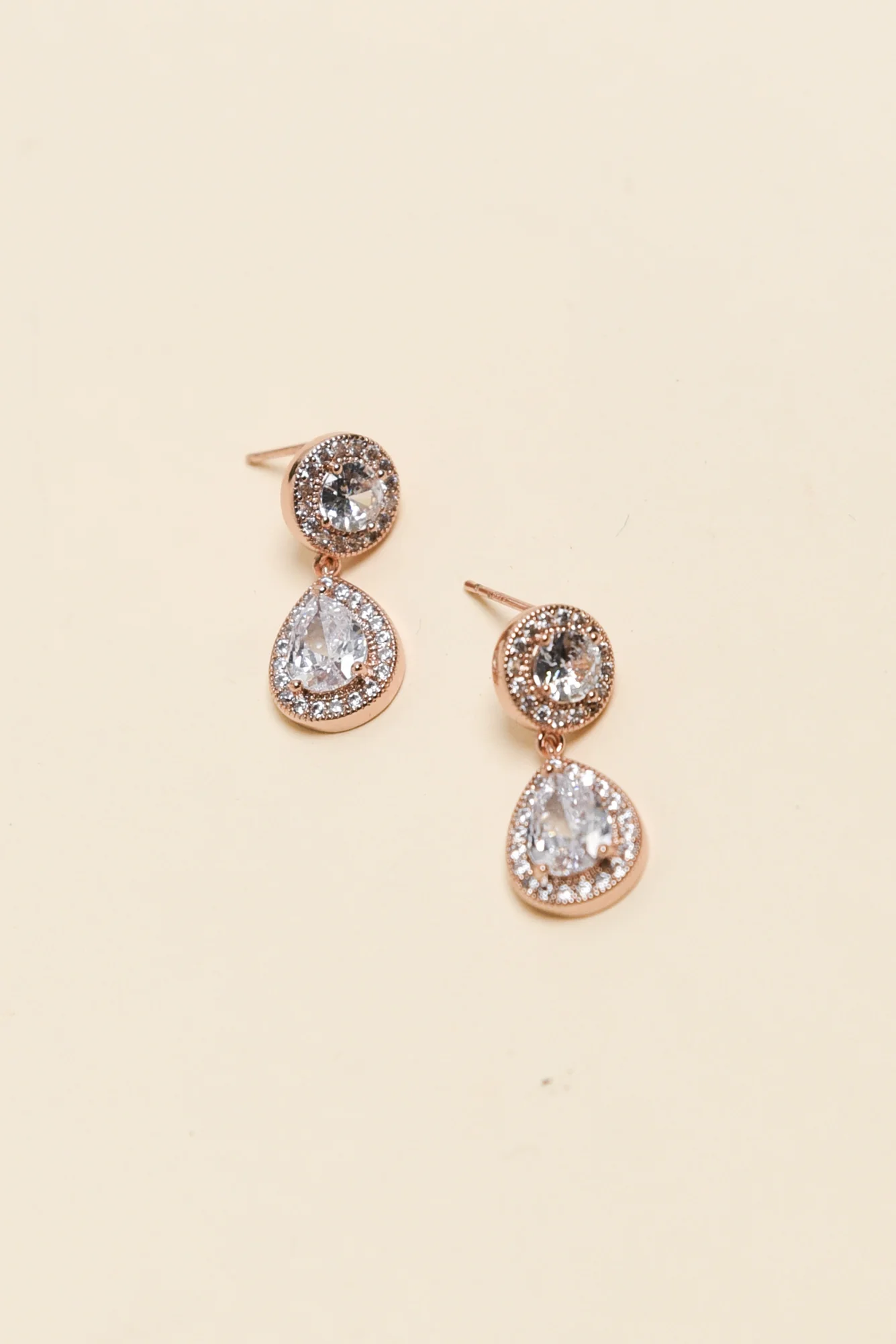 Prudie Rose Gold Diamante Drop Earrings