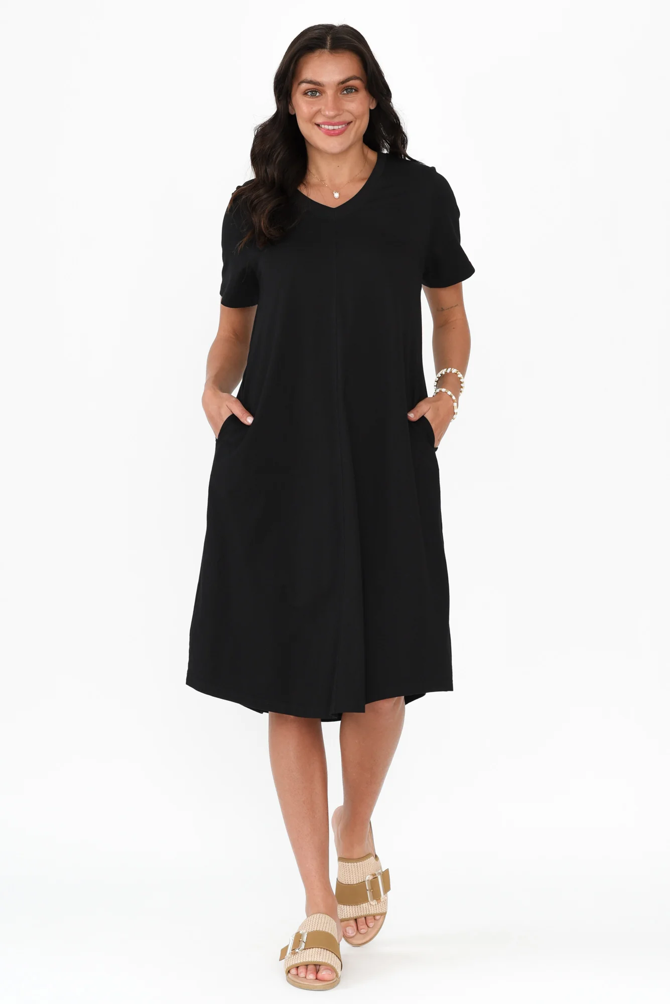 Quentin Black Cotton Tee Dress