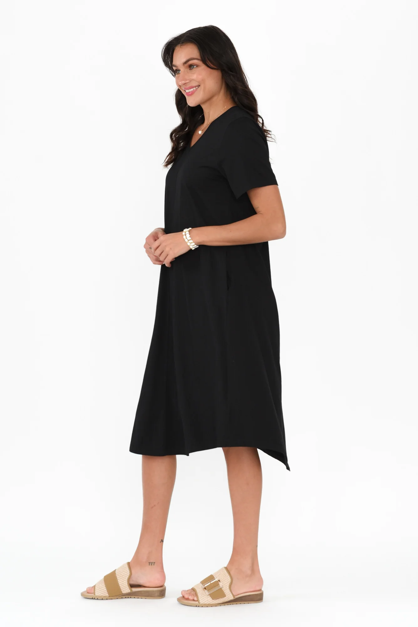 Quentin Black Cotton Tee Dress - Image 3