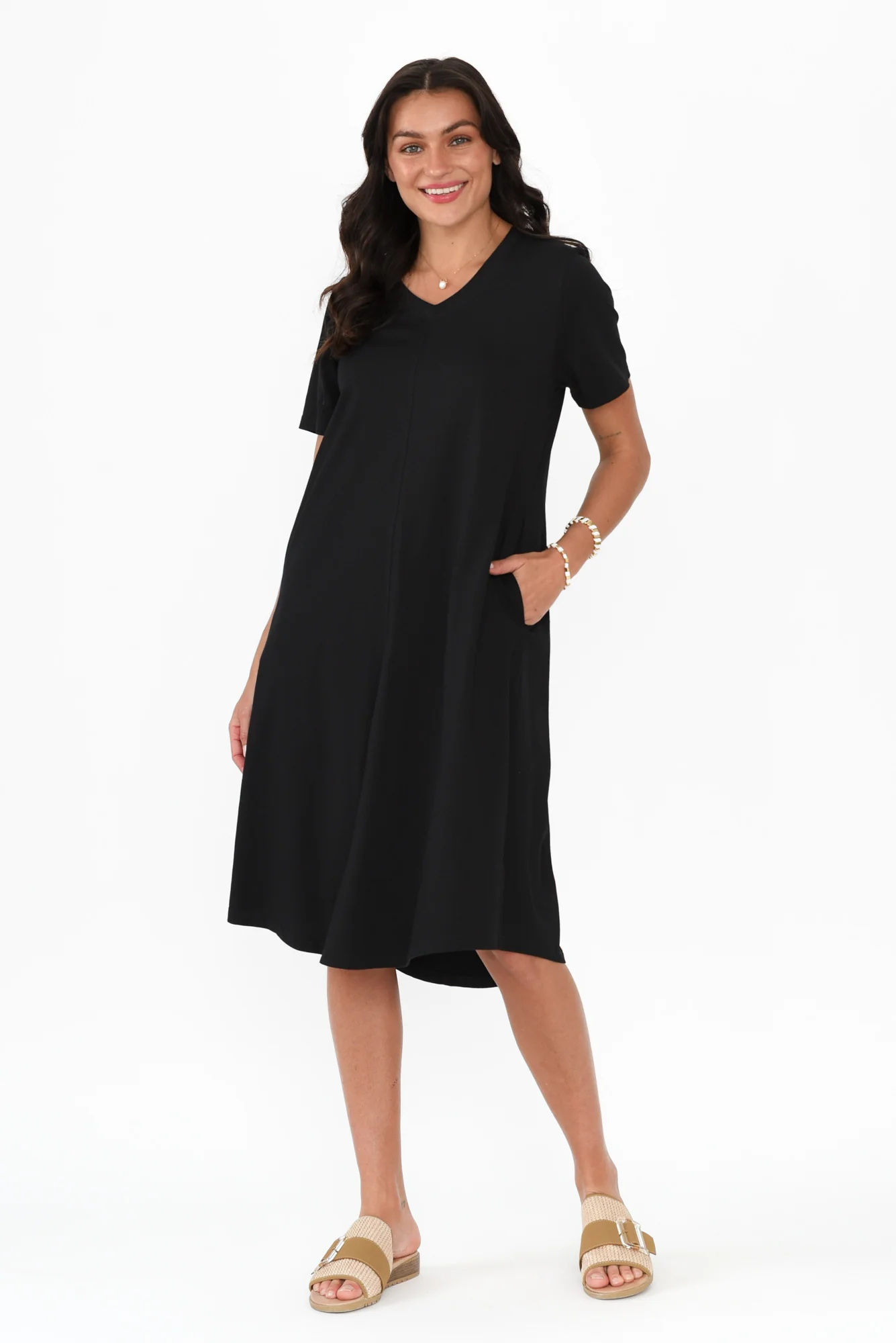 Quentin Black Cotton Tee Dress - Image 6
