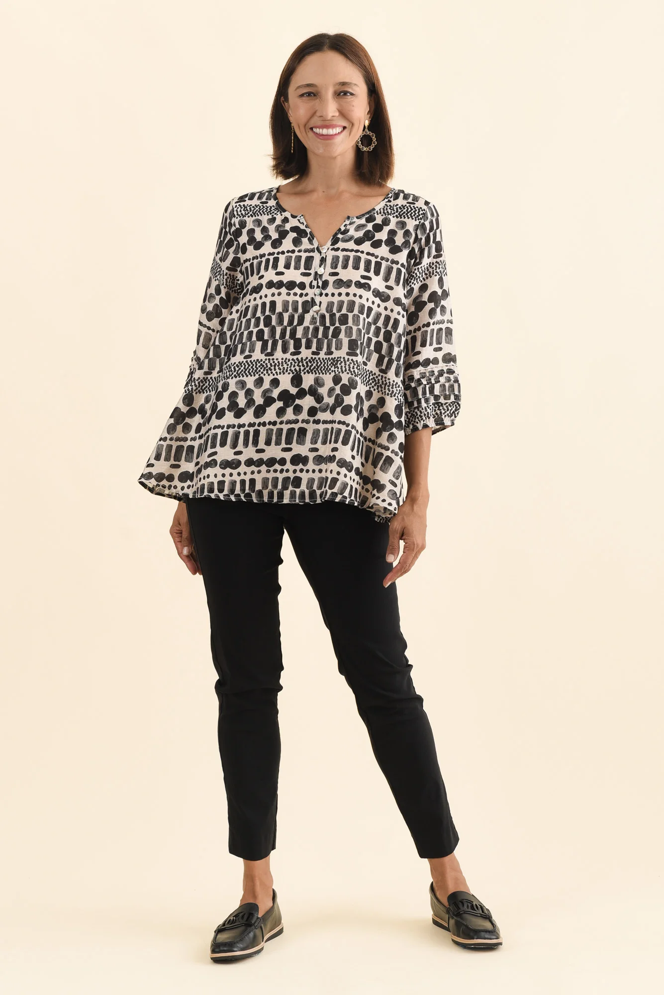 Ramirez Black Spot Button Top - Image 3