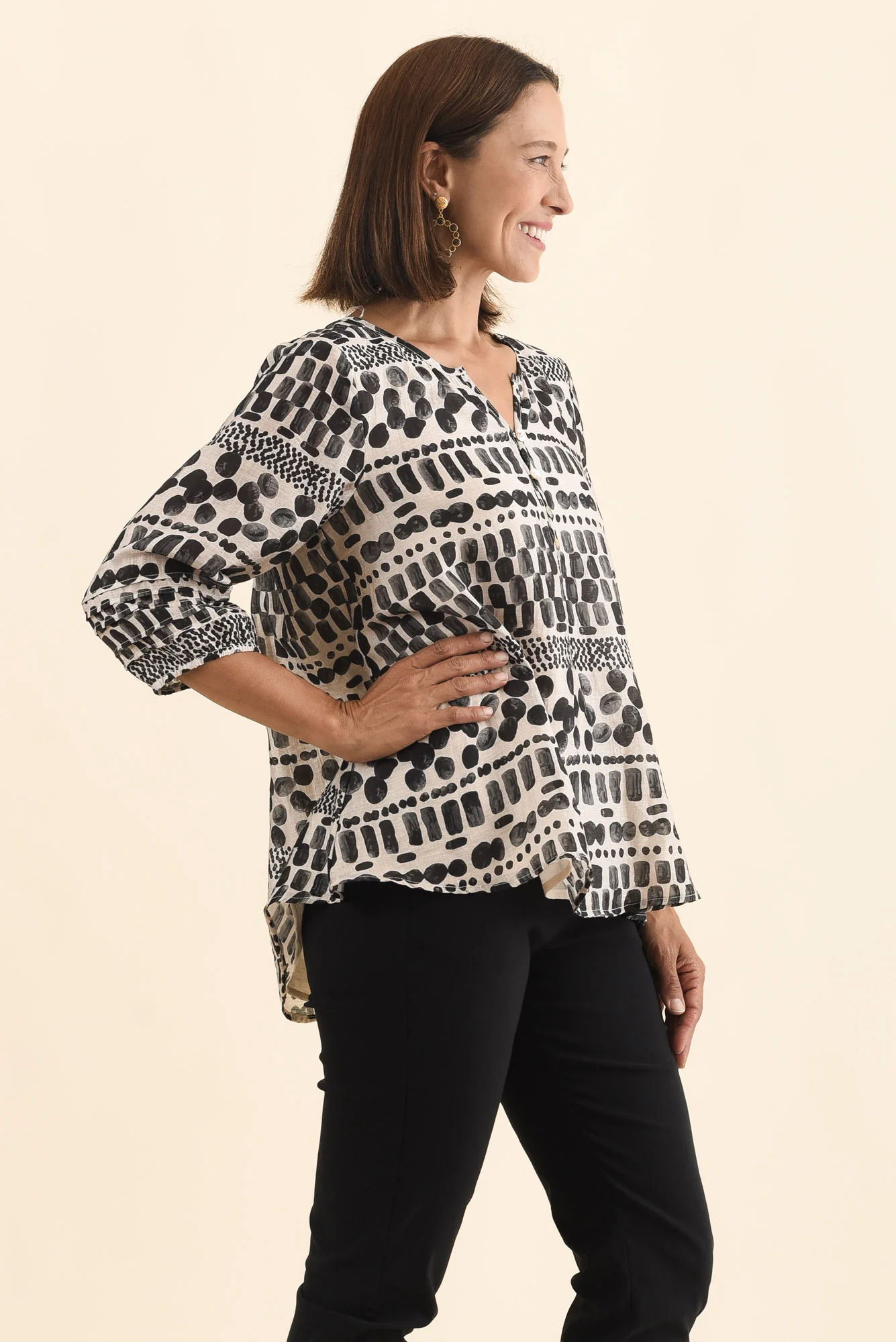 Ramirez Black Spot Button Top - Image 4