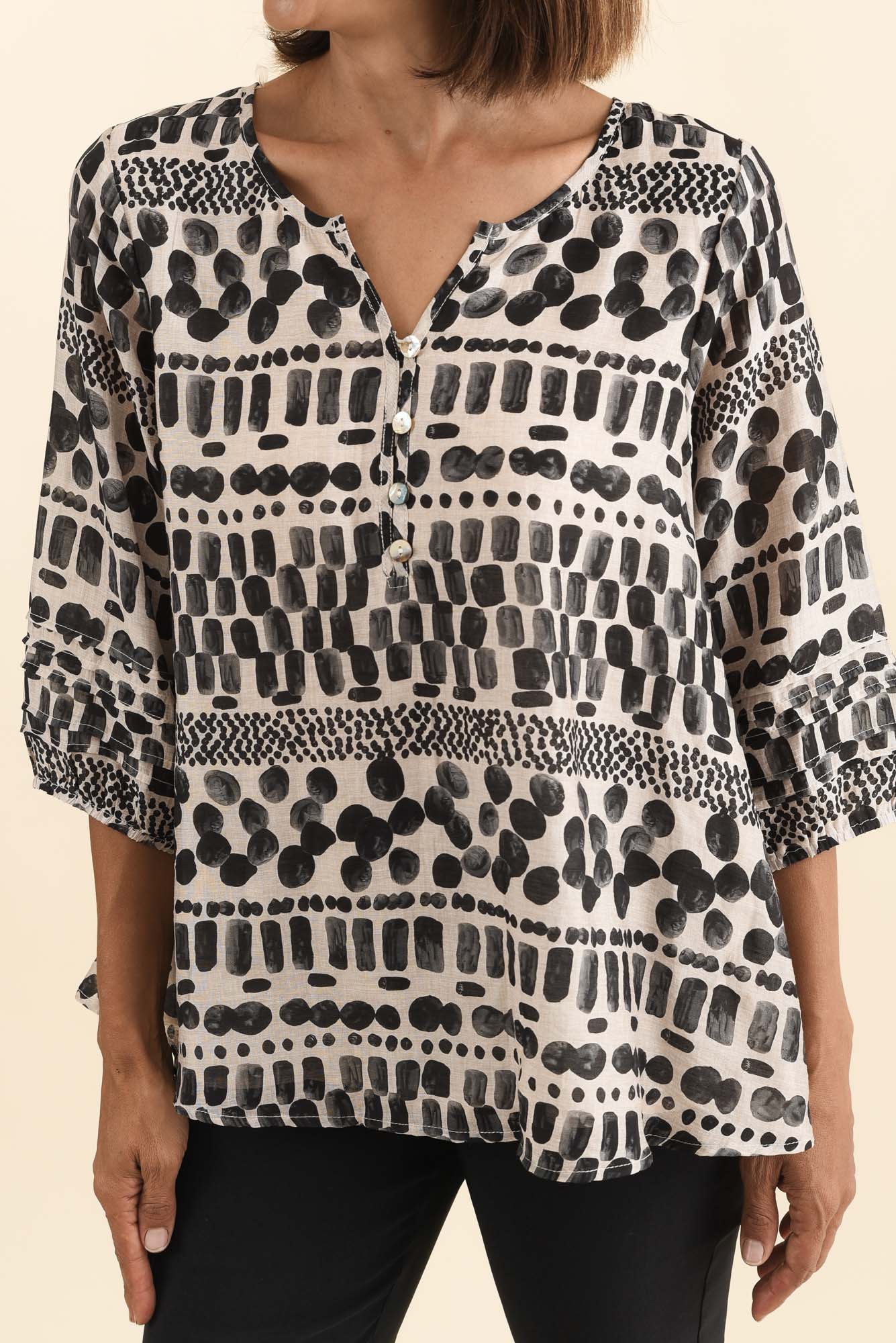 Ramirez Black Spot Button Top - Image 6