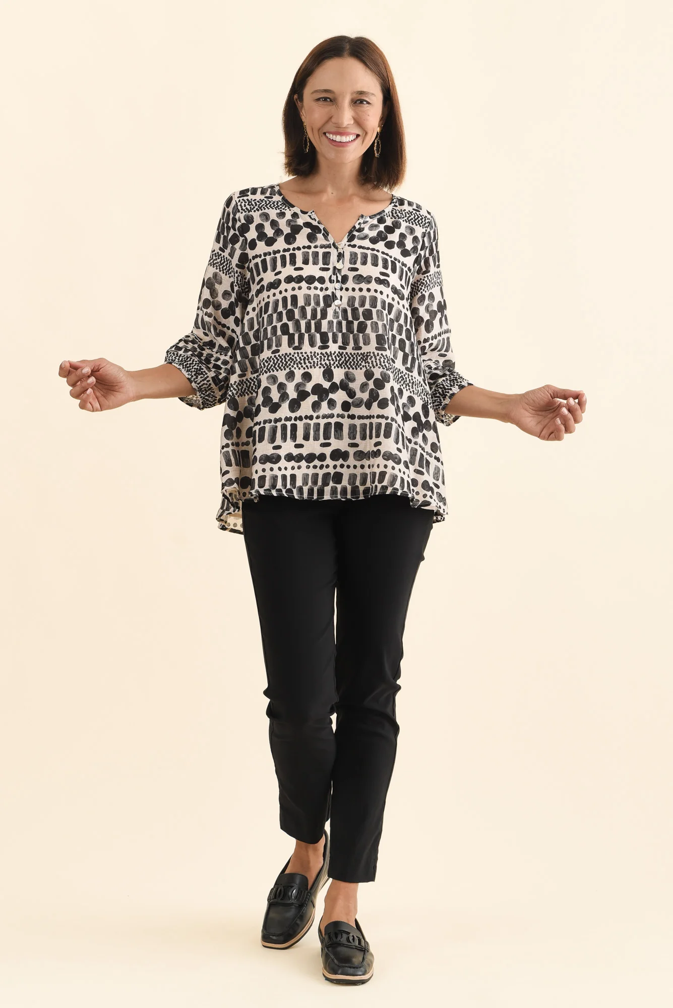 Ramirez Black Spot Button Top - Image 7
