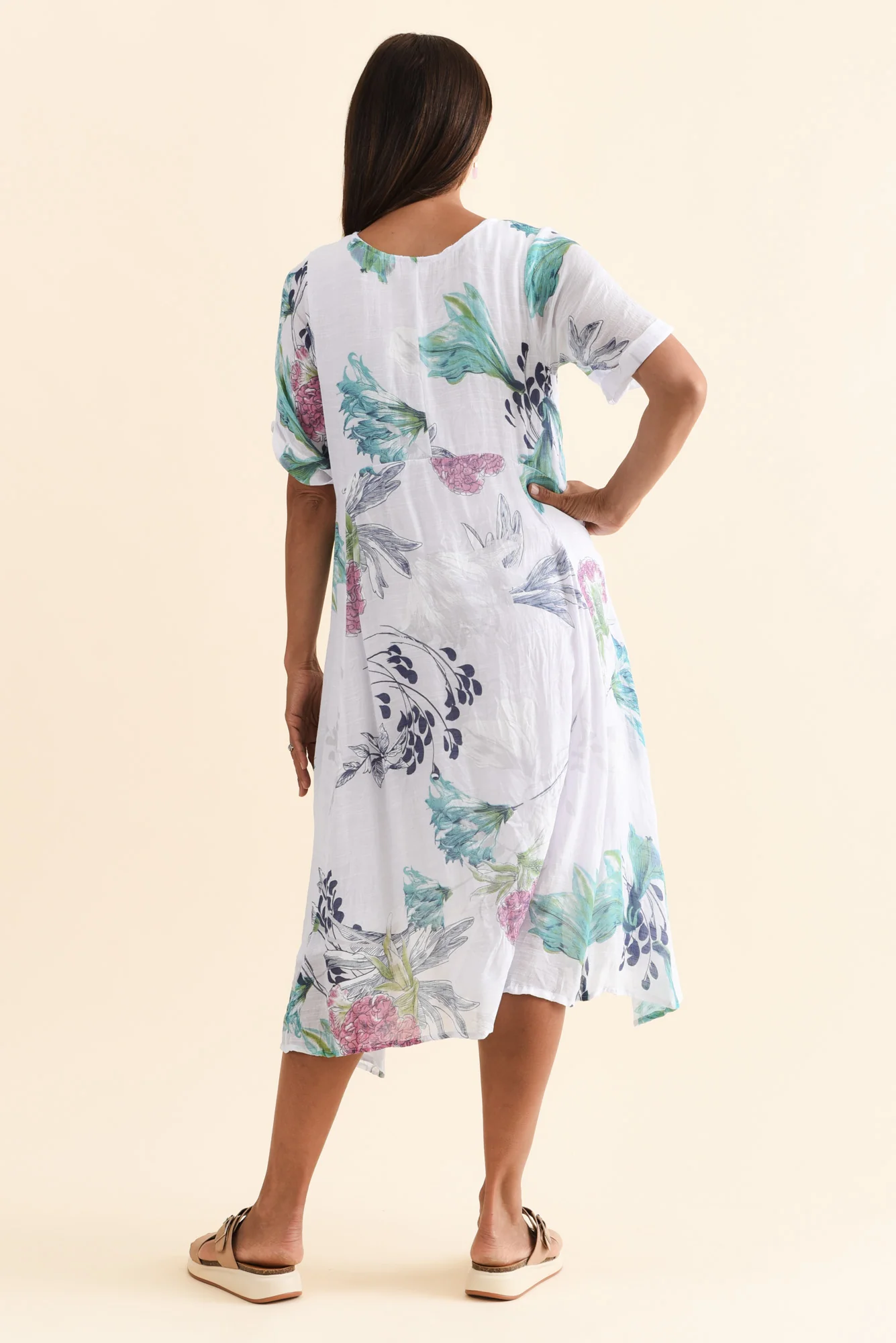 Ramona White Floral Cotton Blend Dress - Image 4