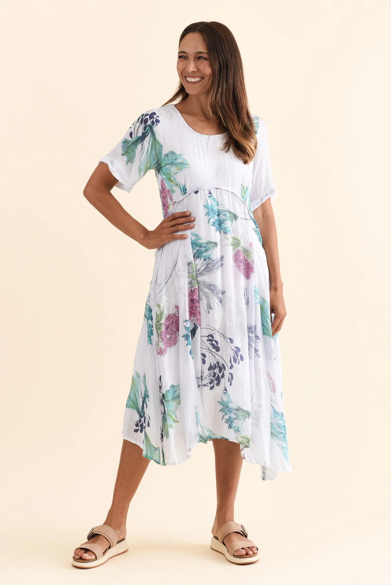 Ramona White Floral Cotton Blend Dress - Image 6