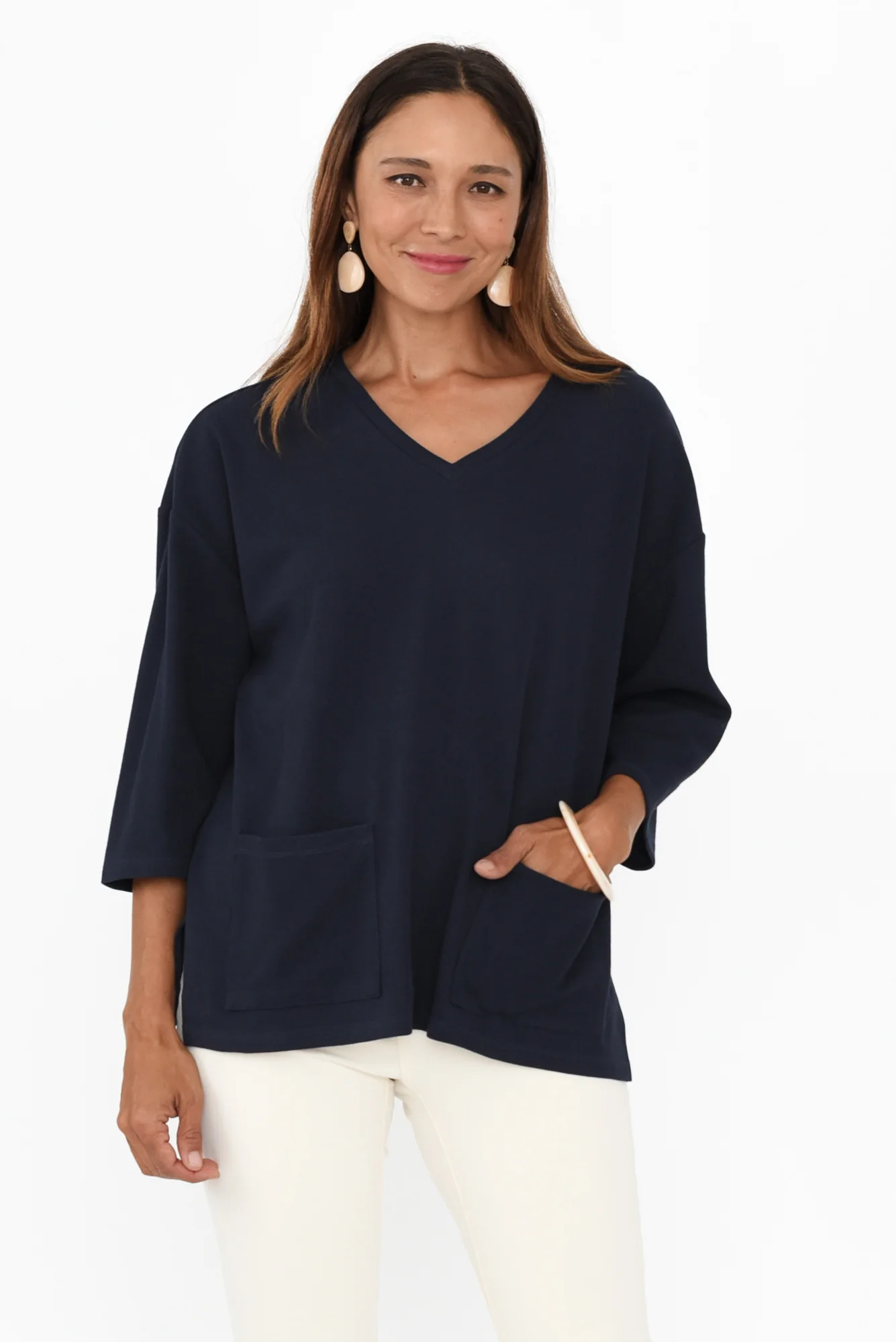 Raven Navy Cotton Pocket Tee