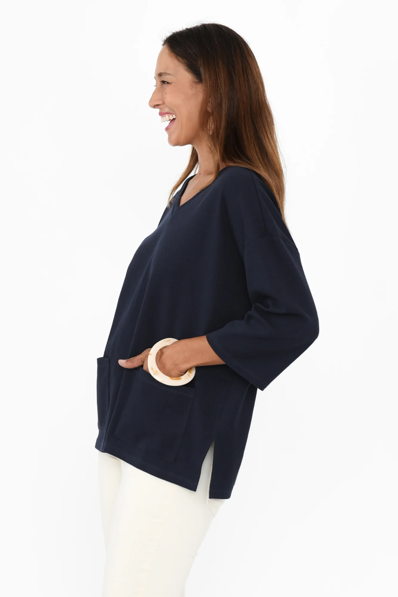 Raven Navy Cotton Pocket Tee - Image 3
