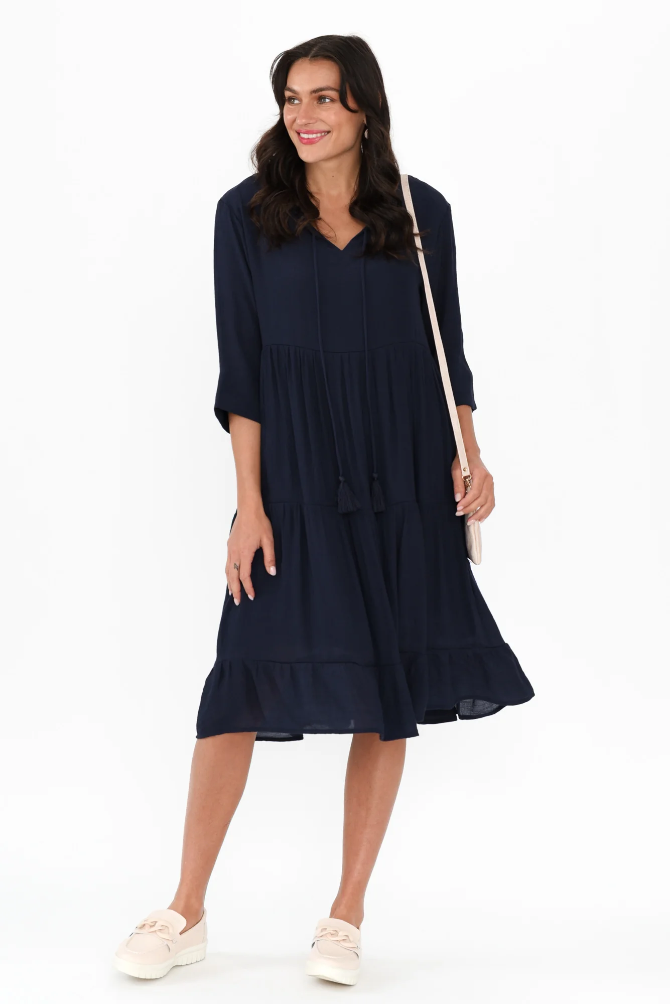 Ravina Navy Tier Dress - Image 2