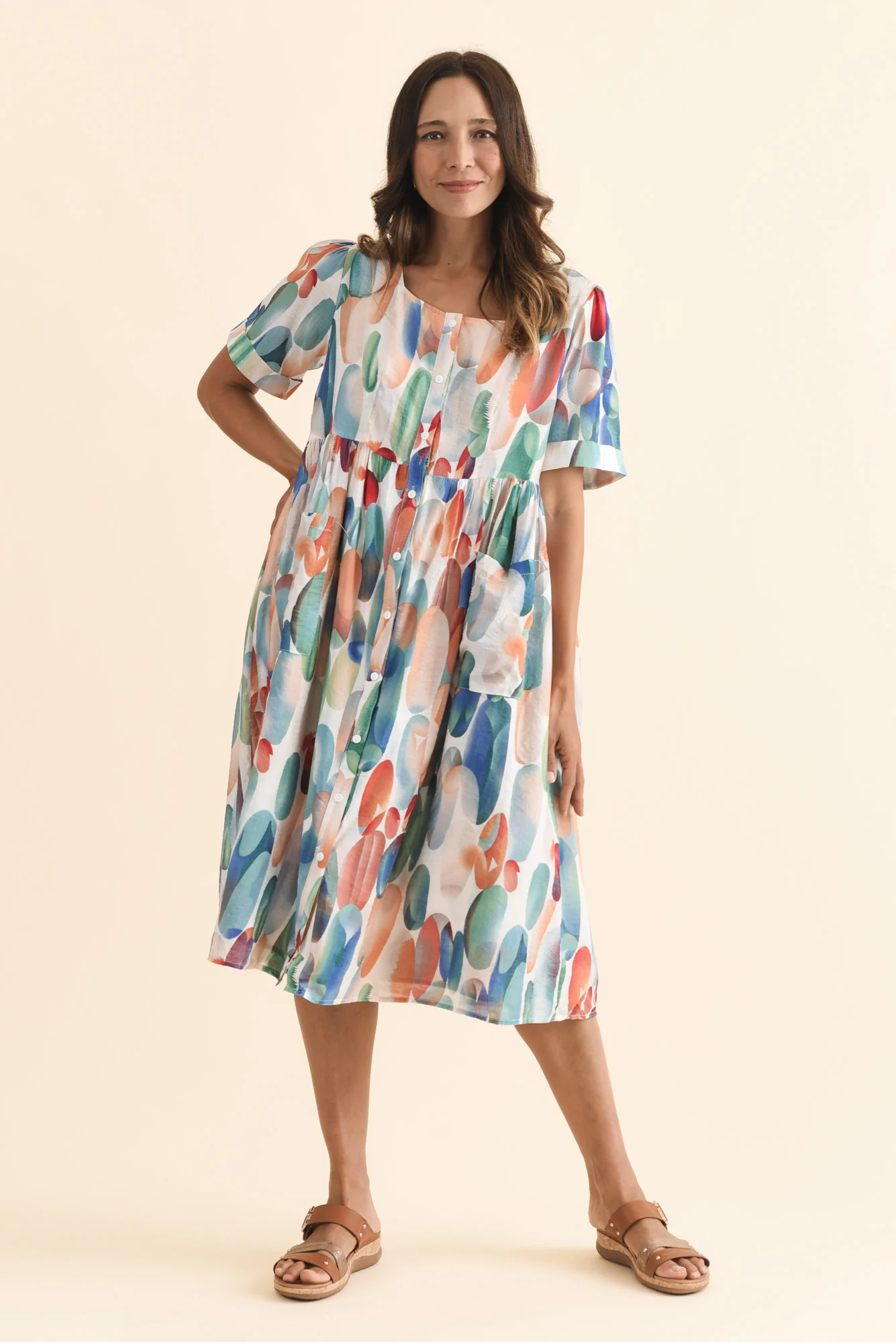 Rayna Blue Abstract Button Dress - Image 8