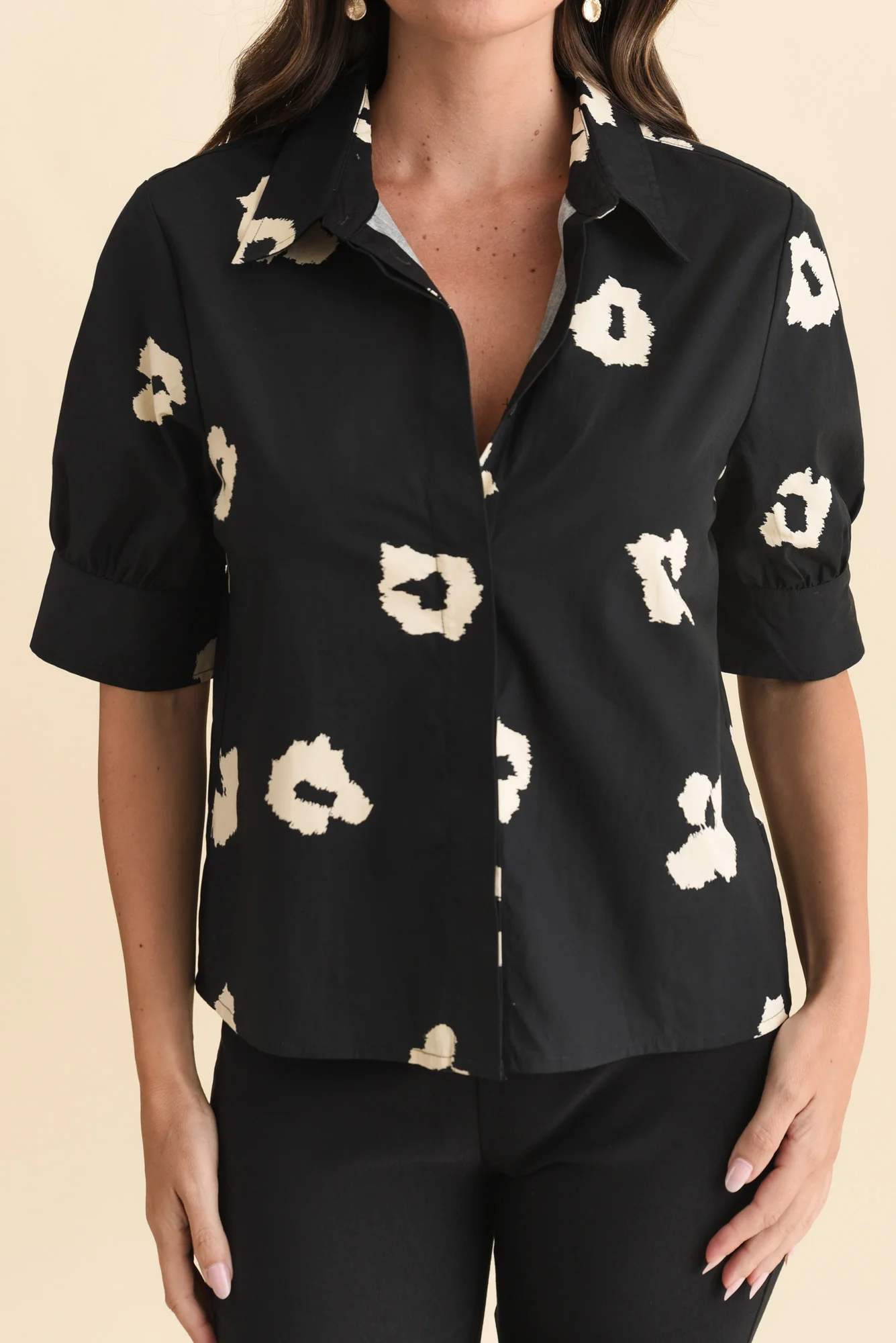 Reagan Black Leopard Cotton Shirt - Image 5