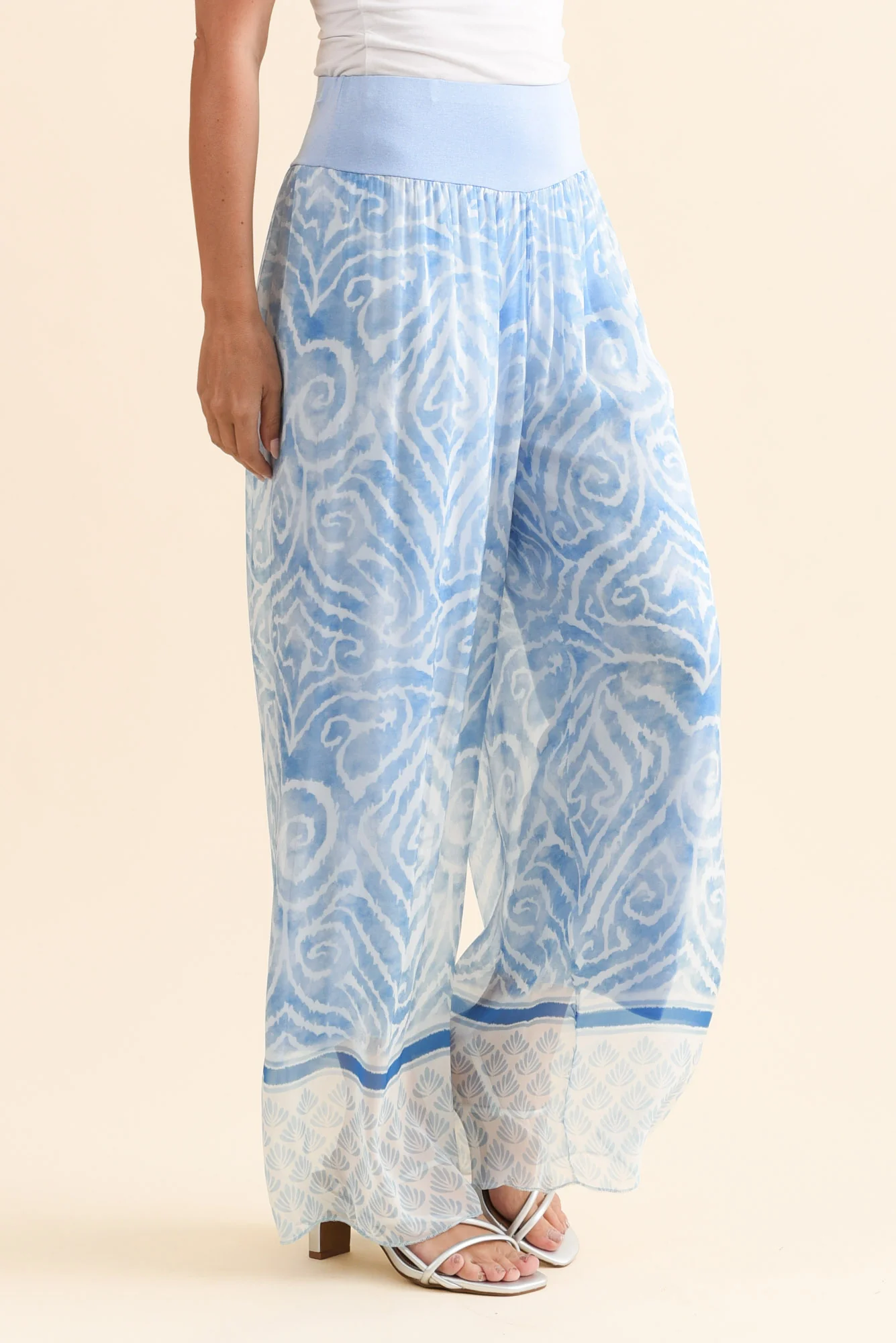 Reba Blue Swirl Silk Layer Pants - Image 3