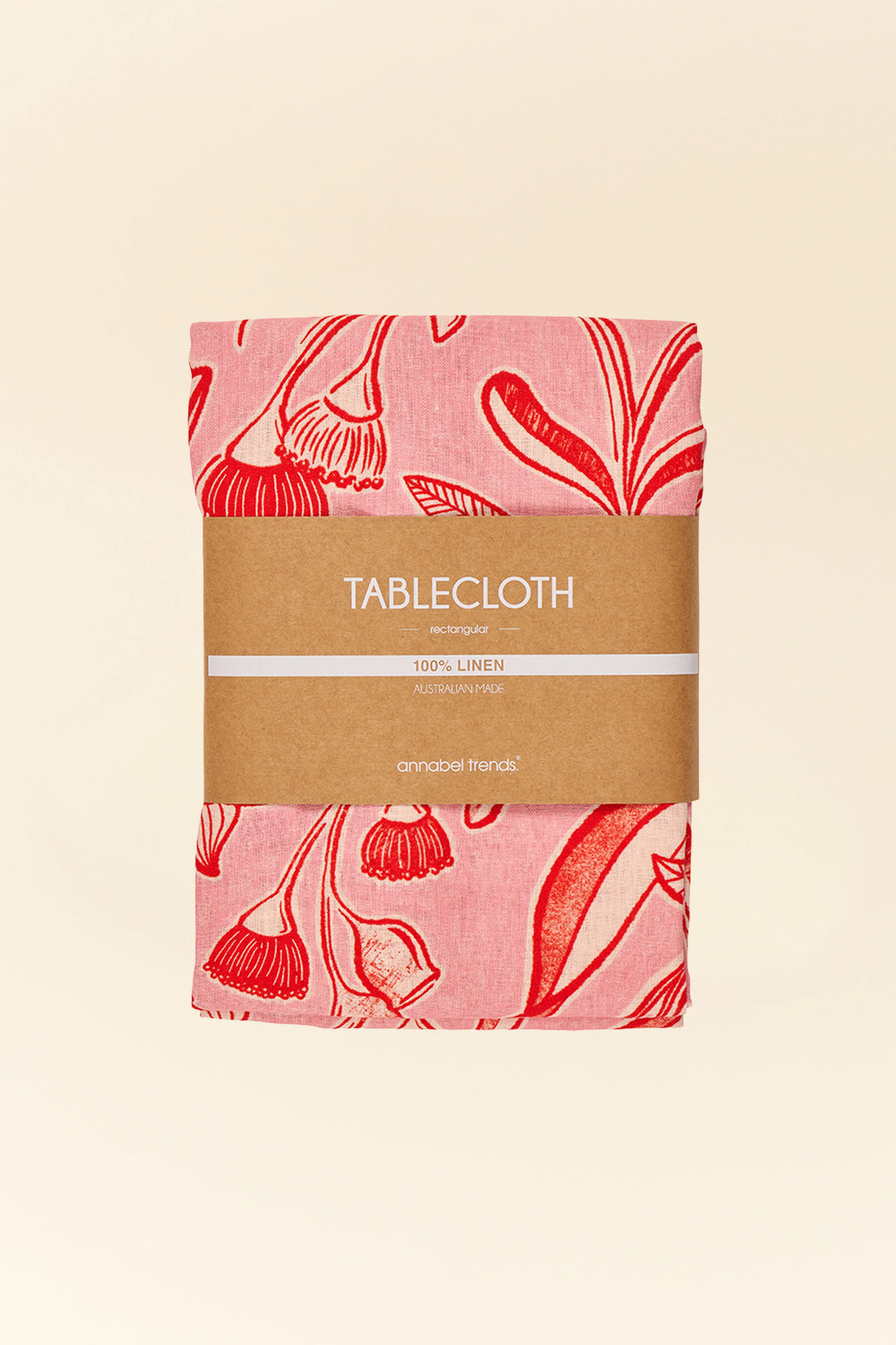 Red Trailing Natives Linen Tablecloth