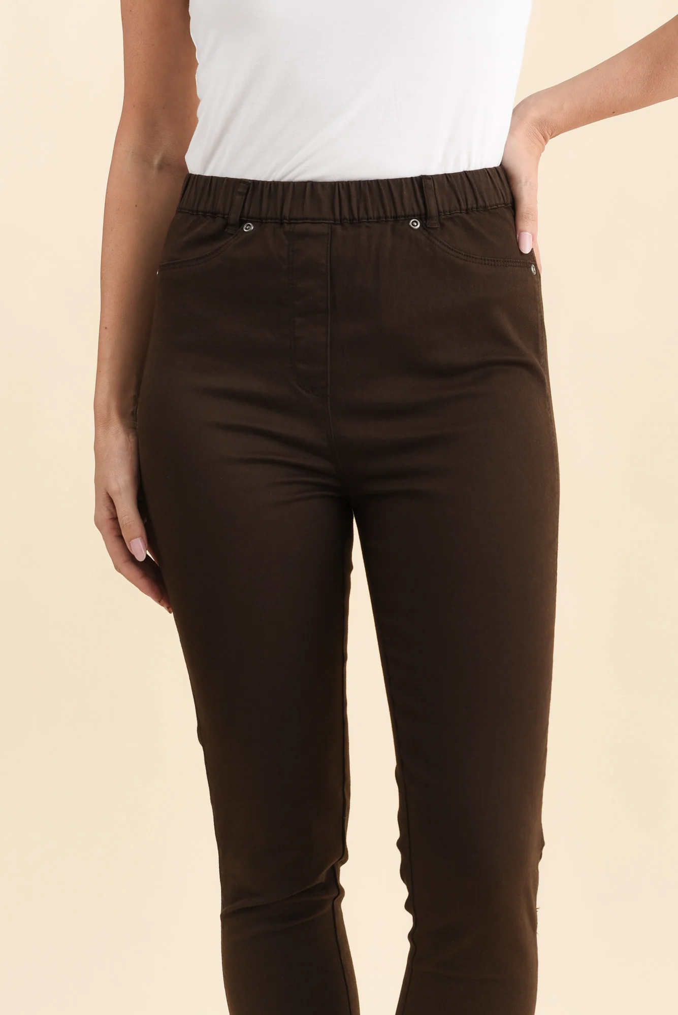 Reed Chocolate Stretch Cotton Pants - Image 6